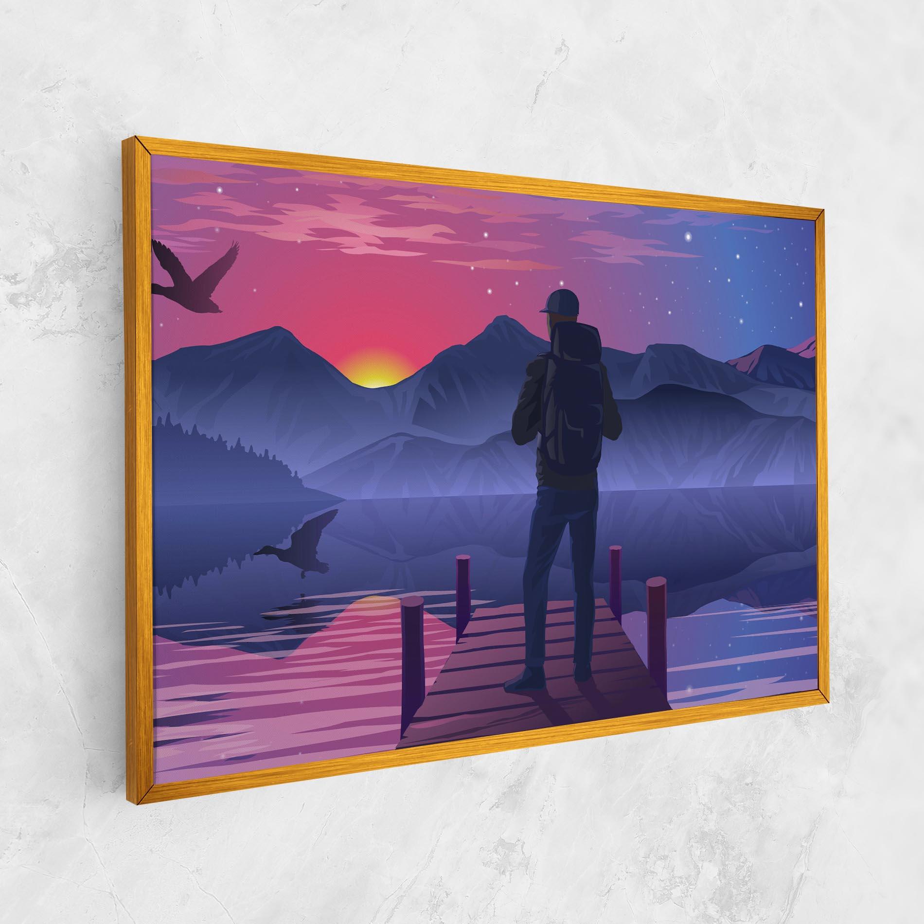 Leinwandbild Lake Pink Night mockup 1
