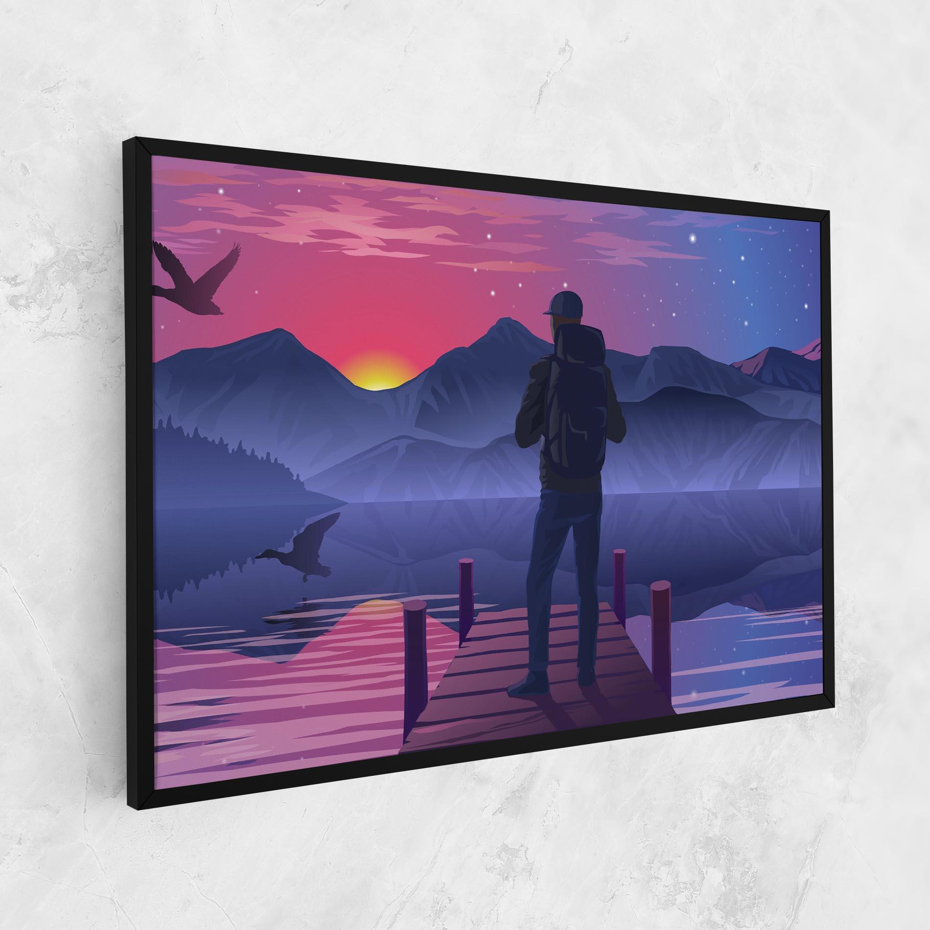 Leinwandbild Lake Pink Night mockup 1