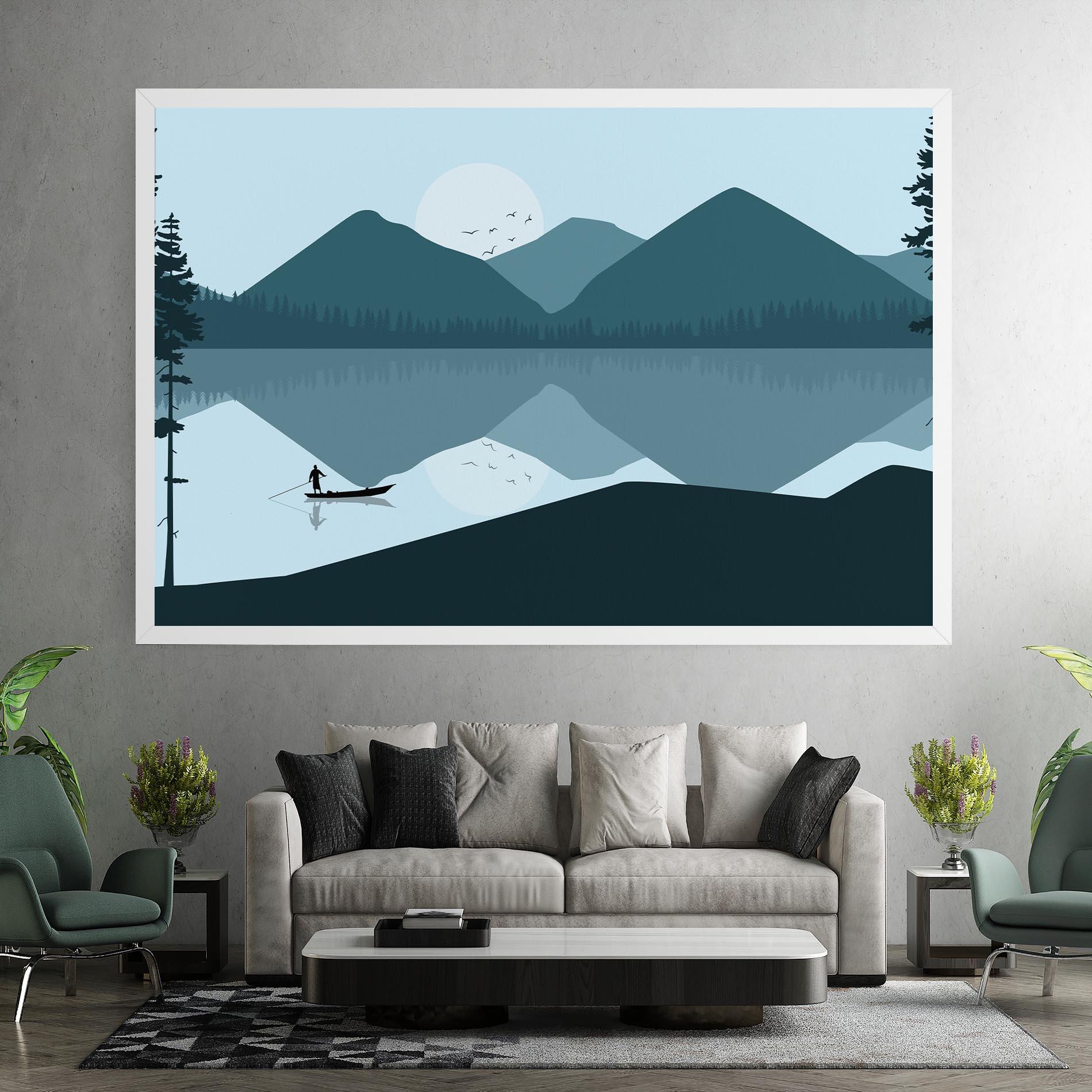 Leinwandbild Blue Light Lake mockup 7