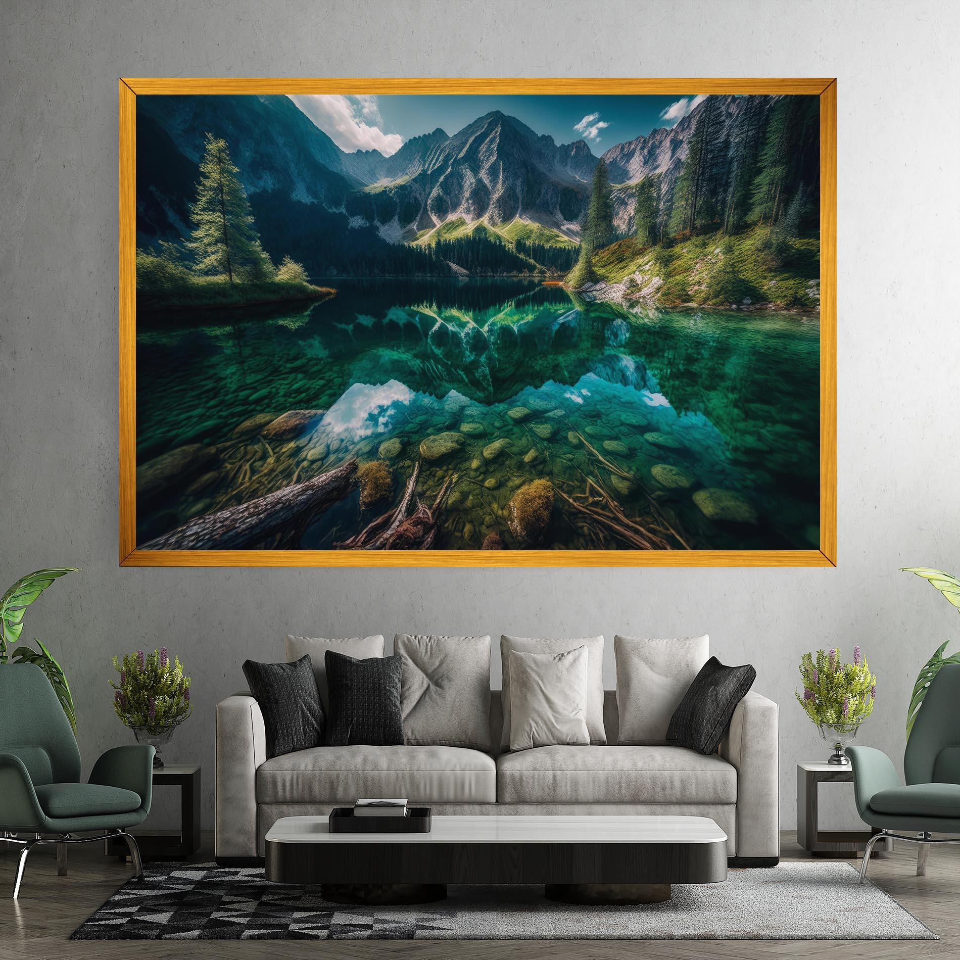 Leinwandbild Beautiful Lake Mountain mockup 7