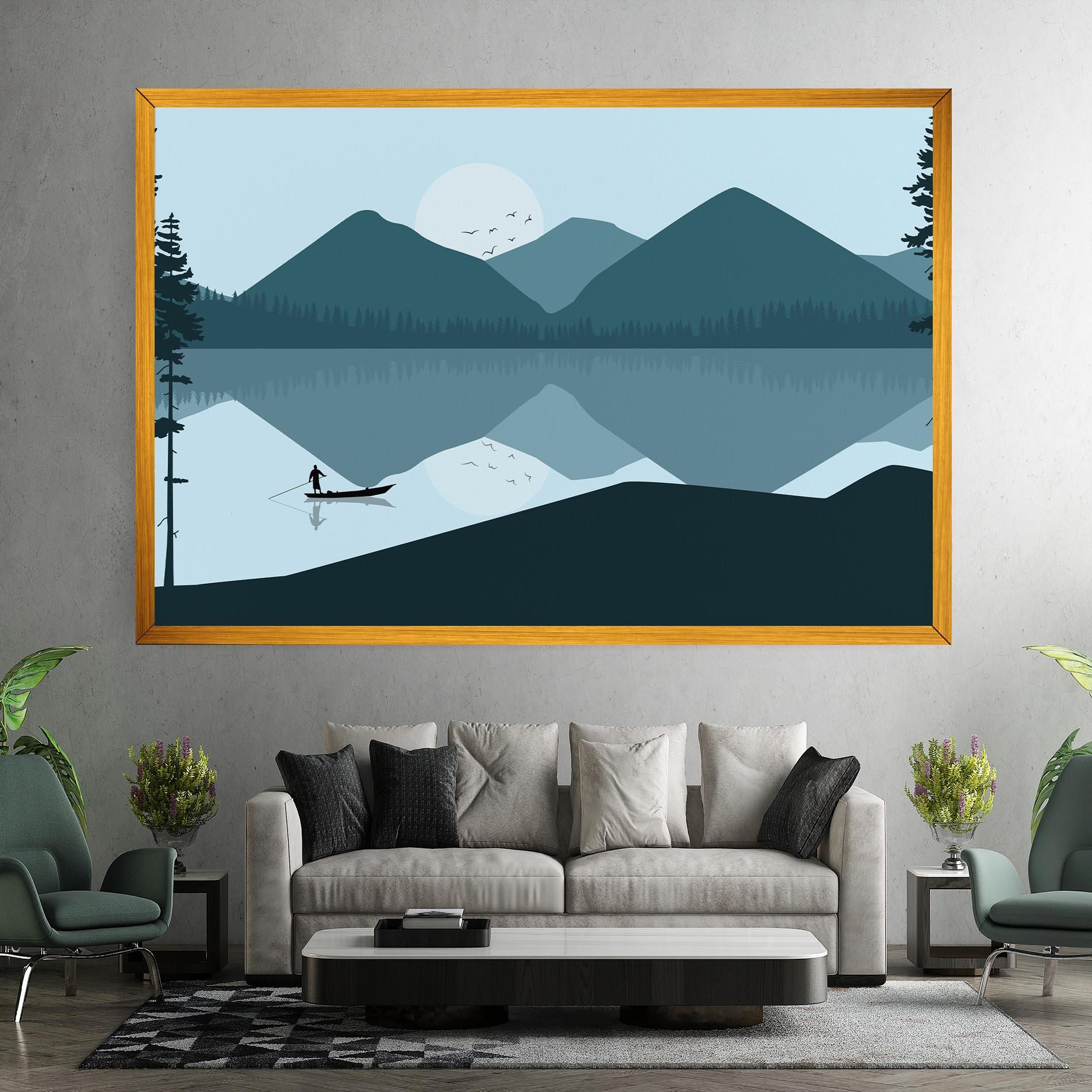 Leinwandbild Blue Light Lake mockup 7