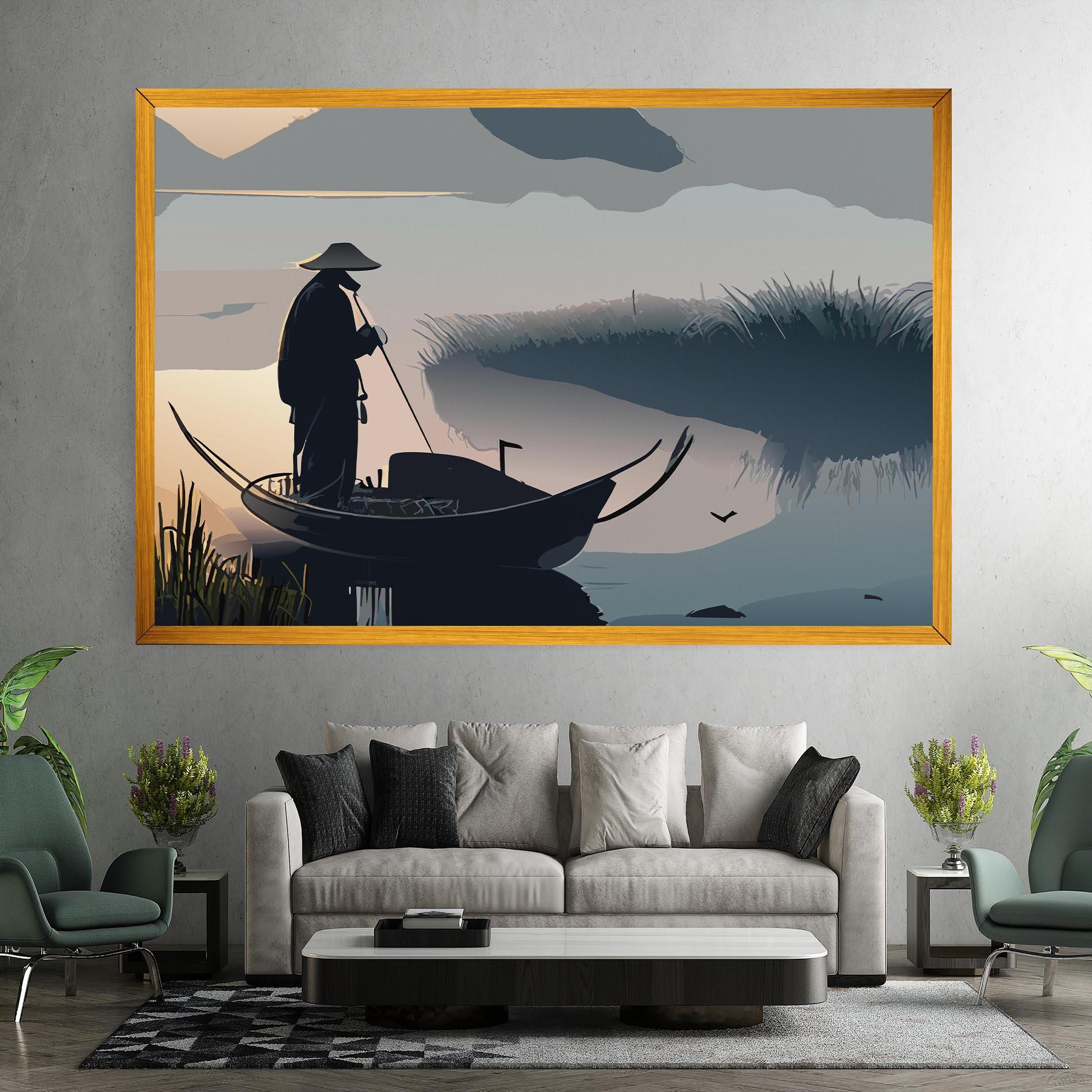 Leinwandbild Japan Lake Man mockup 7