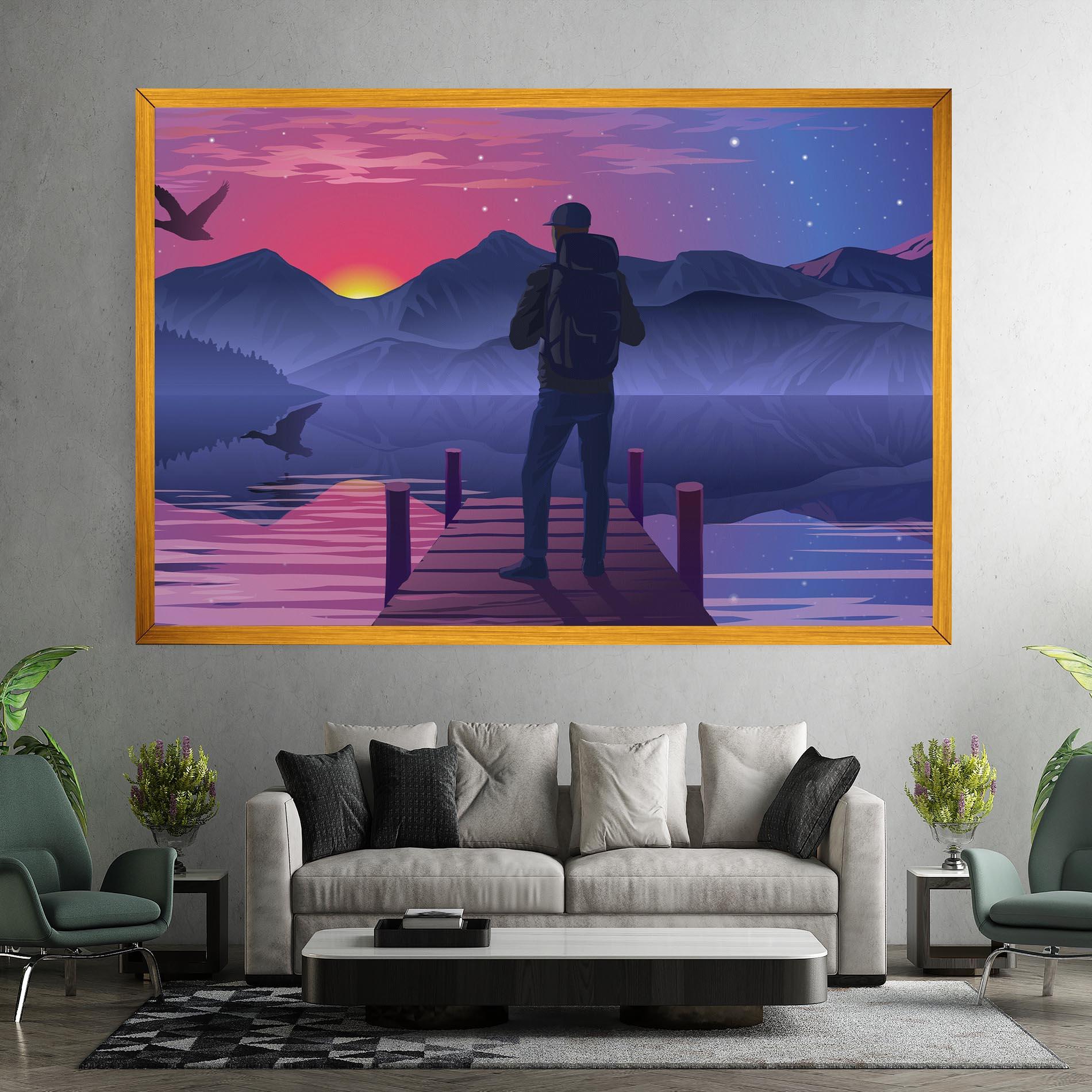 Leinwandbild Lake Pink Night mockup 7