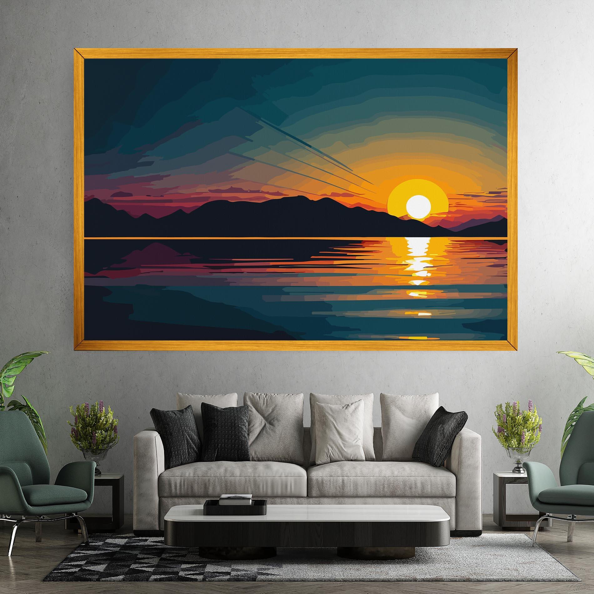Leinwandbild Sunset Art Lake mockup 7