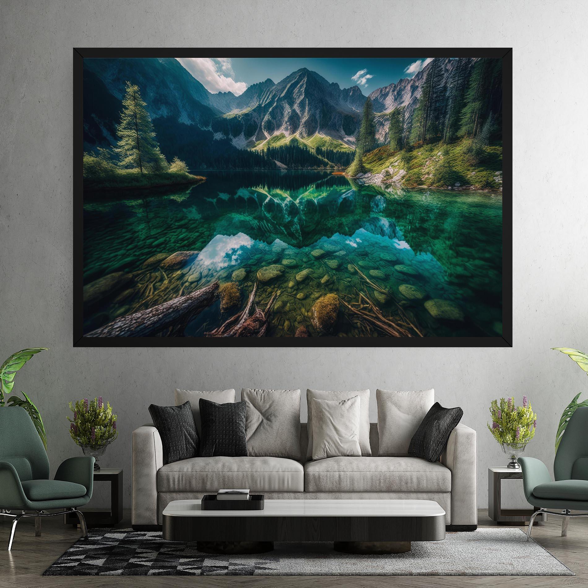Leinwandbild Beautiful Lake Mountain mockup 7