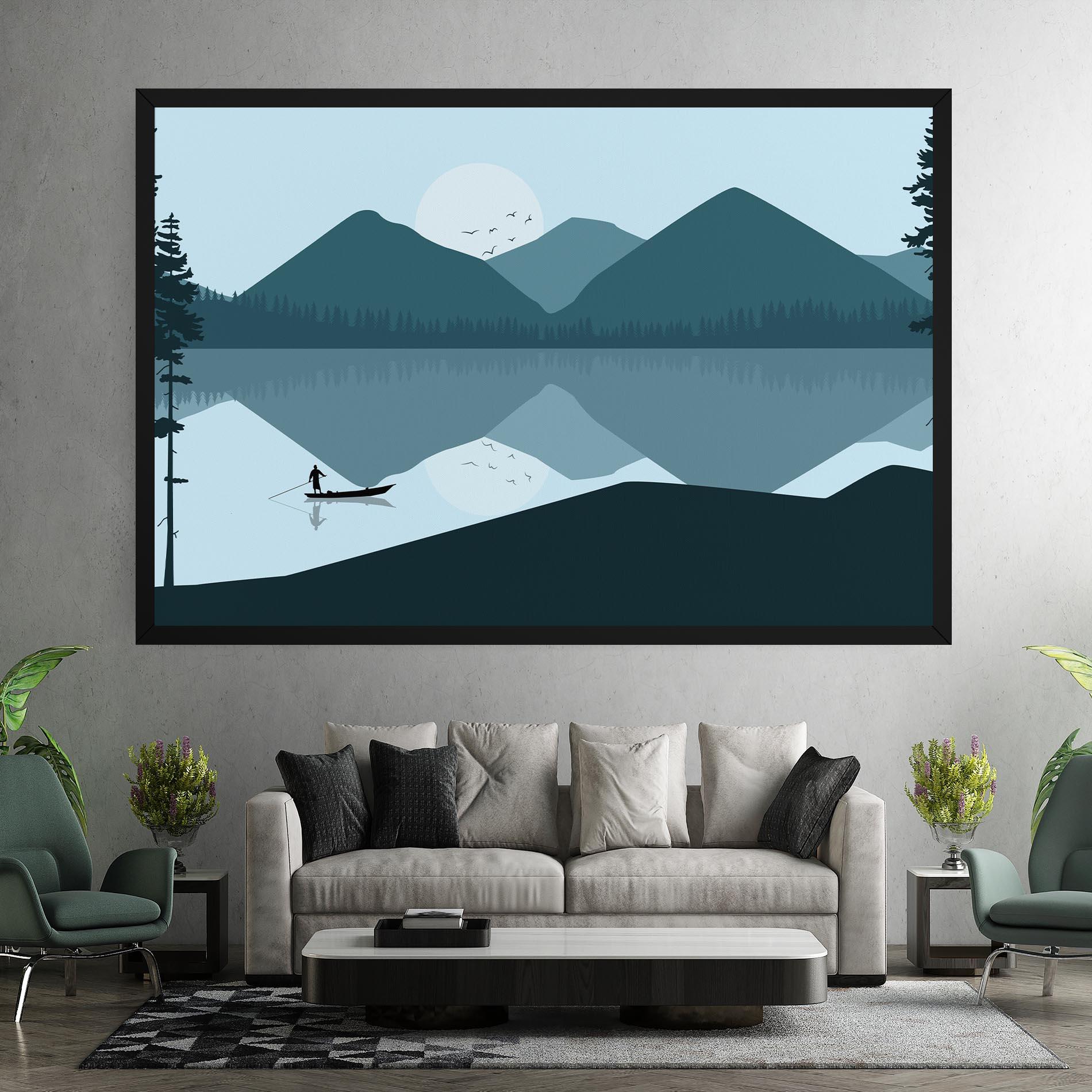 Leinwandbild Blue Light Lake mockup 7