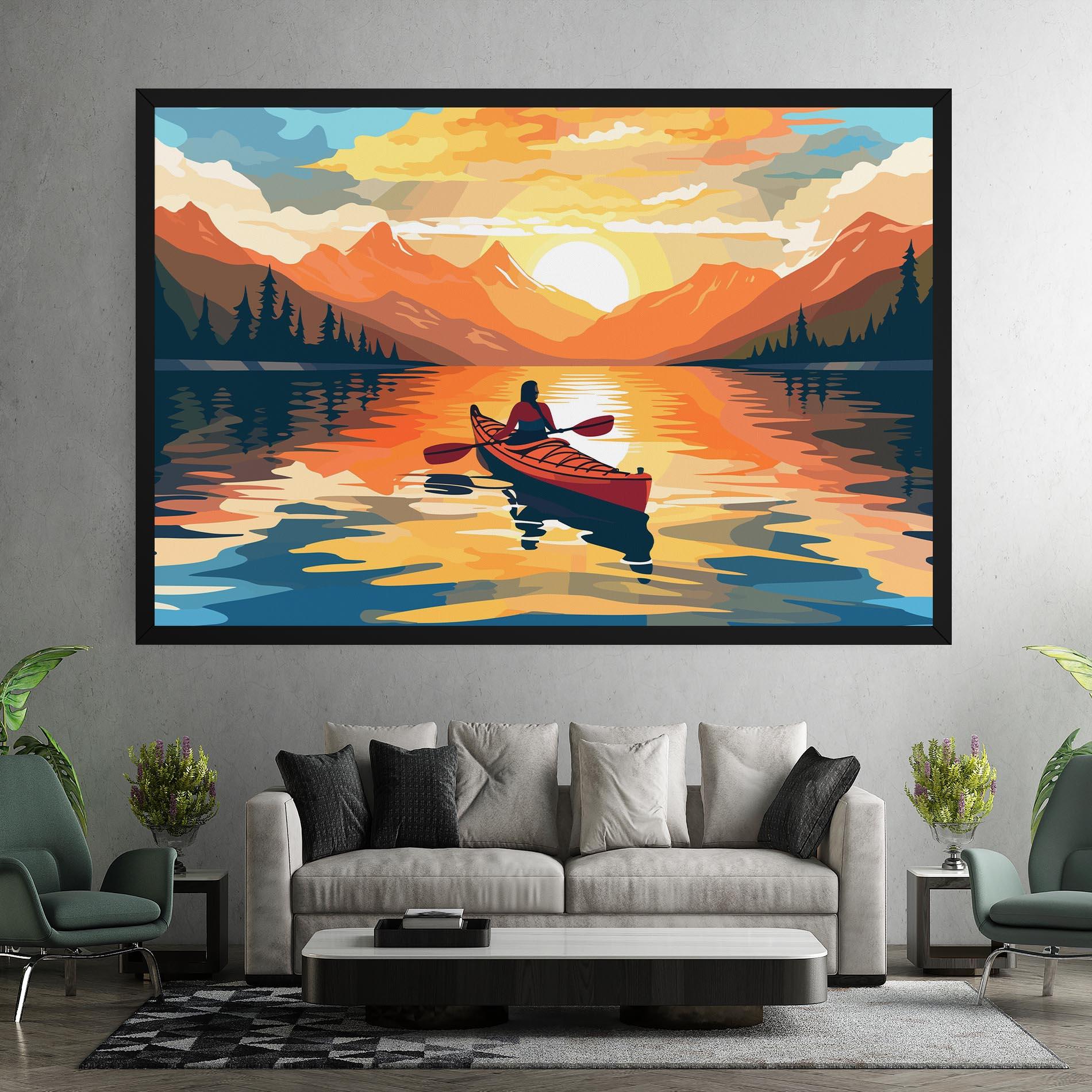 Leinwandbild Boat Sunset Woman mockup 7
