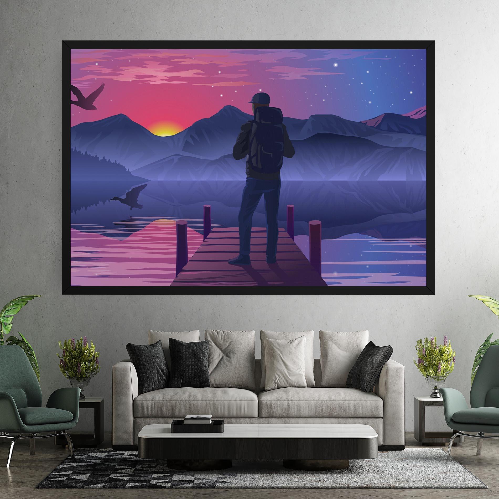 Leinwandbild Lake Pink Night mockup 7