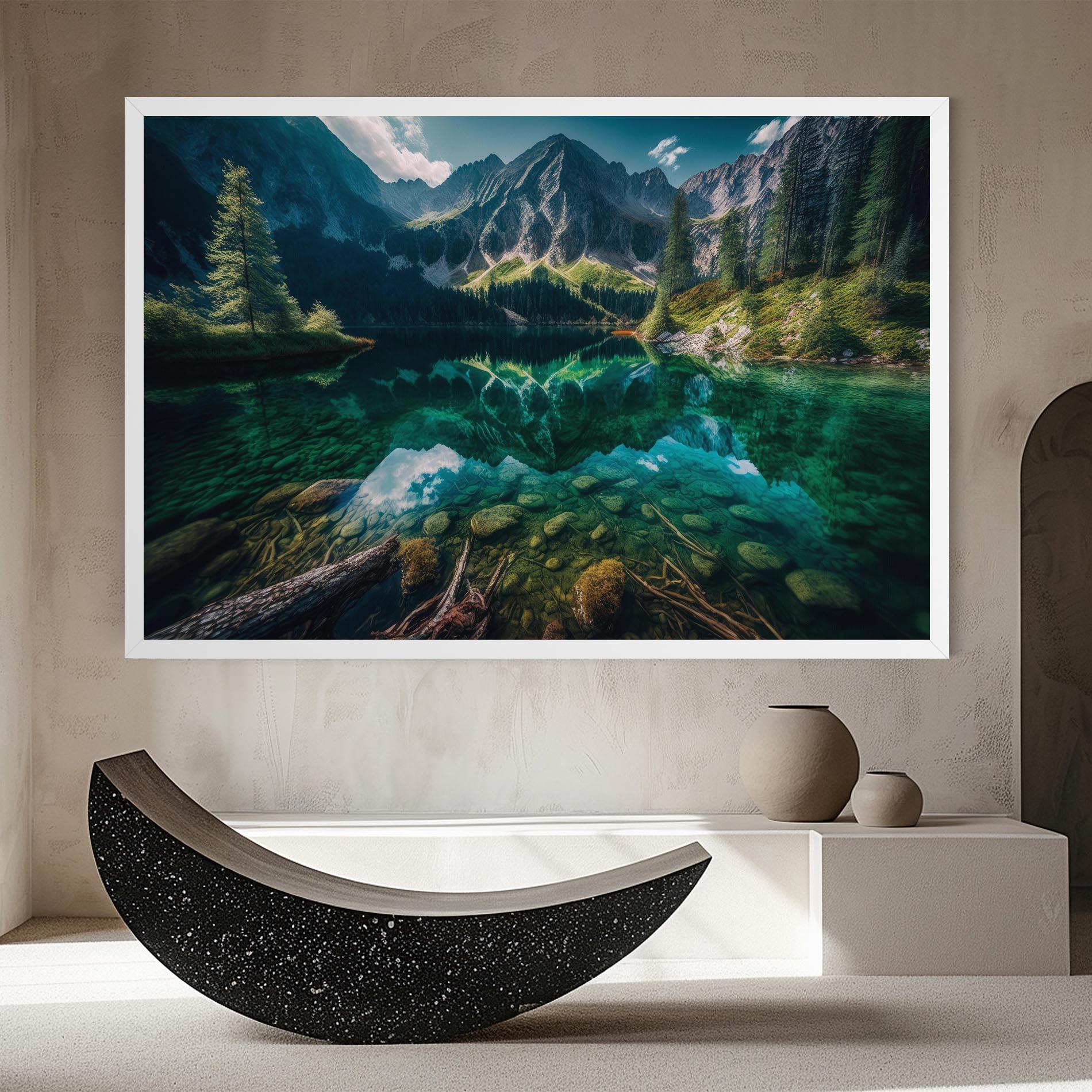 Leinwandbild Beautiful Lake Mountain mockup 8