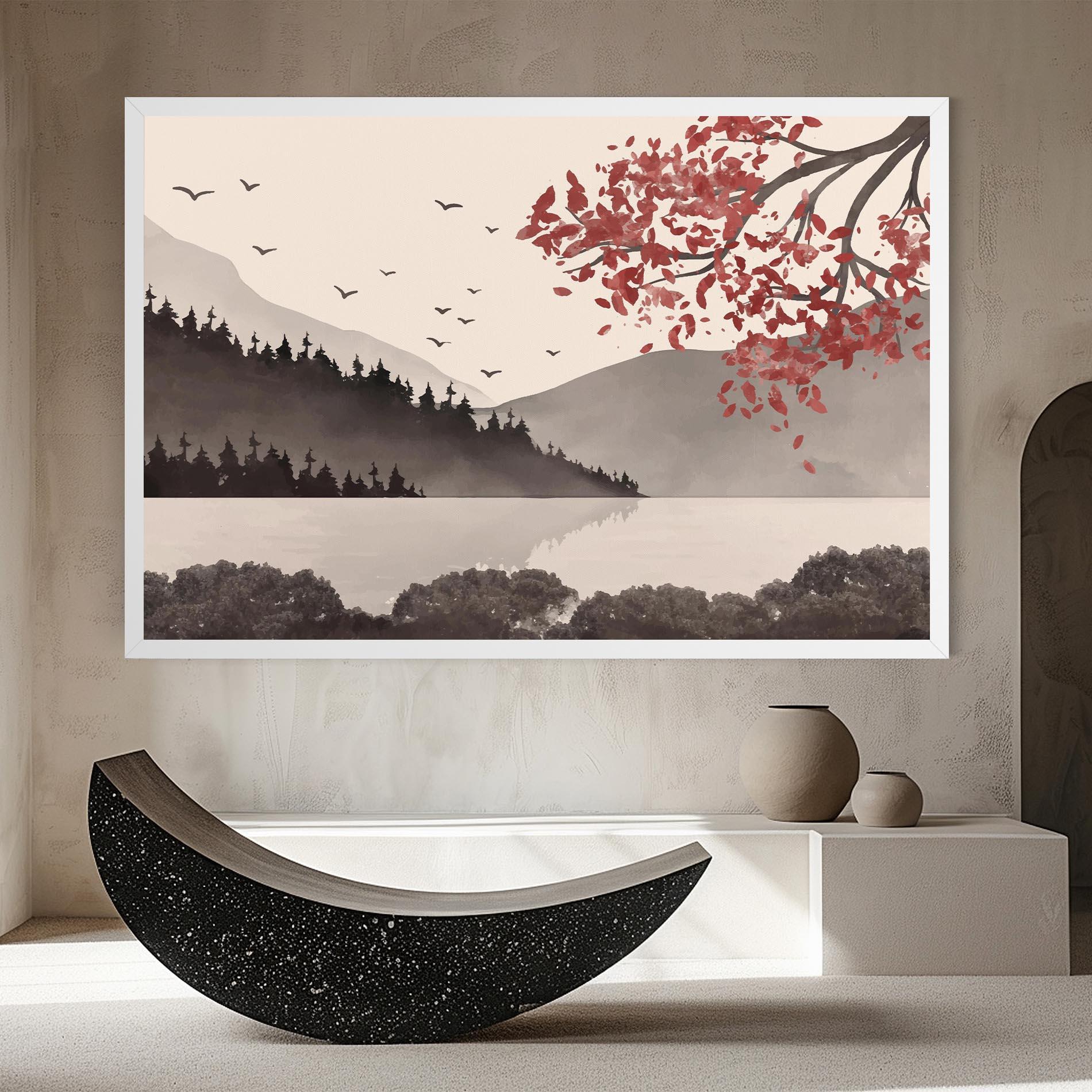 Leinwandbild Red Tree Lake mockup 8