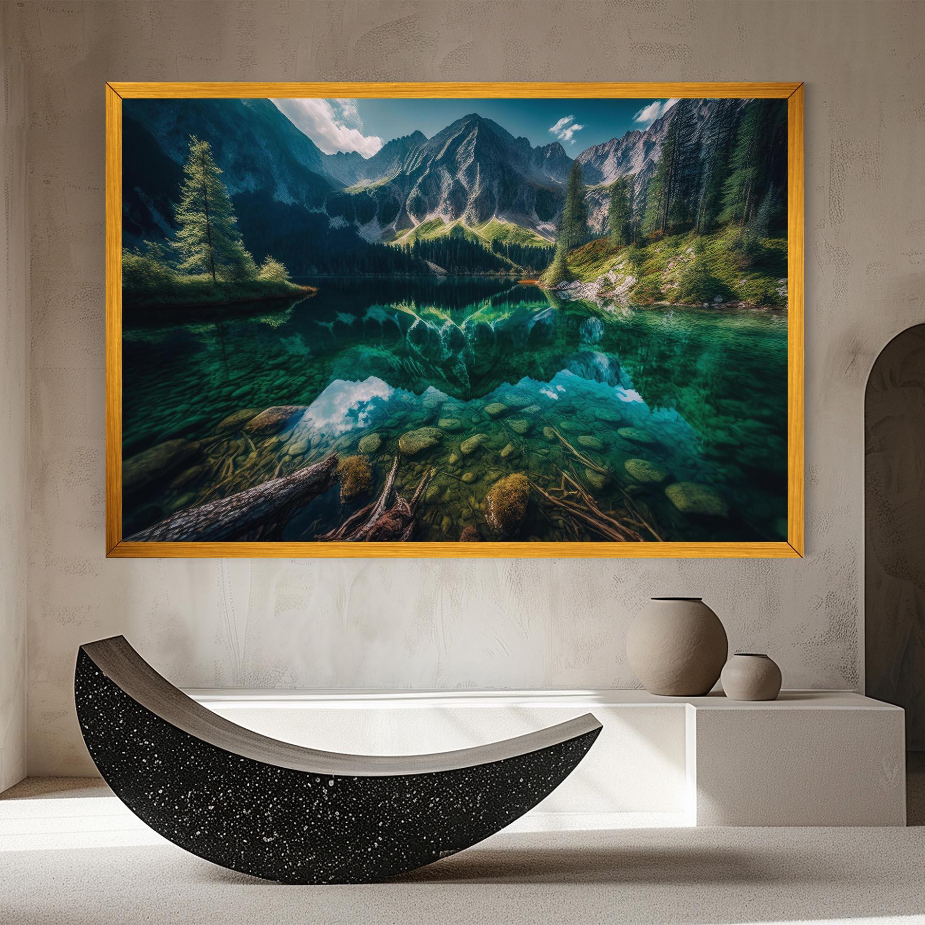 Leinwandbild Beautiful Lake Mountain mockup 8