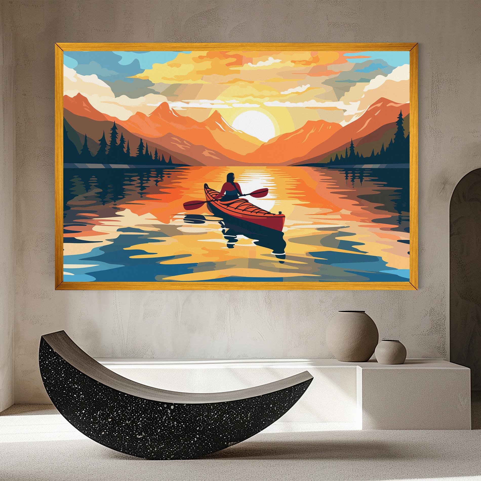 Leinwandbild Boat Sunset Woman mockup 8