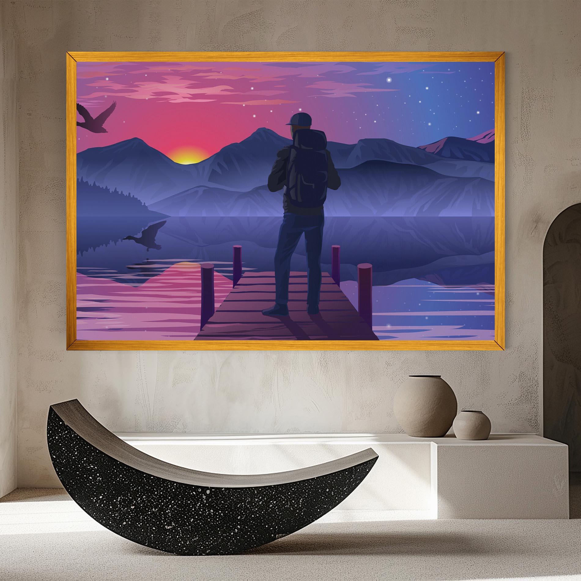 Leinwandbild Lake Pink Night mockup 8