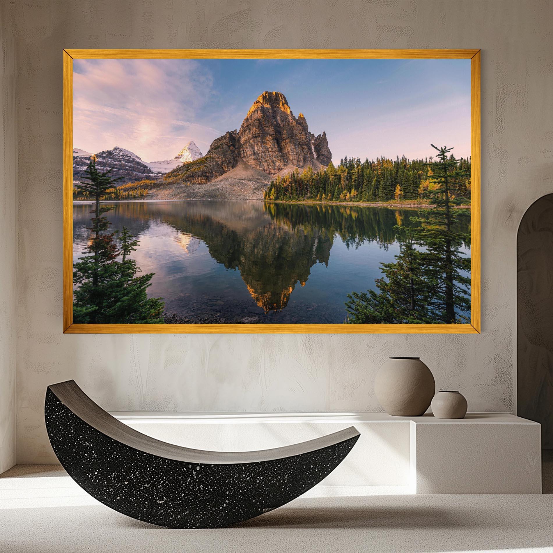 Leinwandbild Mountain Sunrise Lake mockup 8