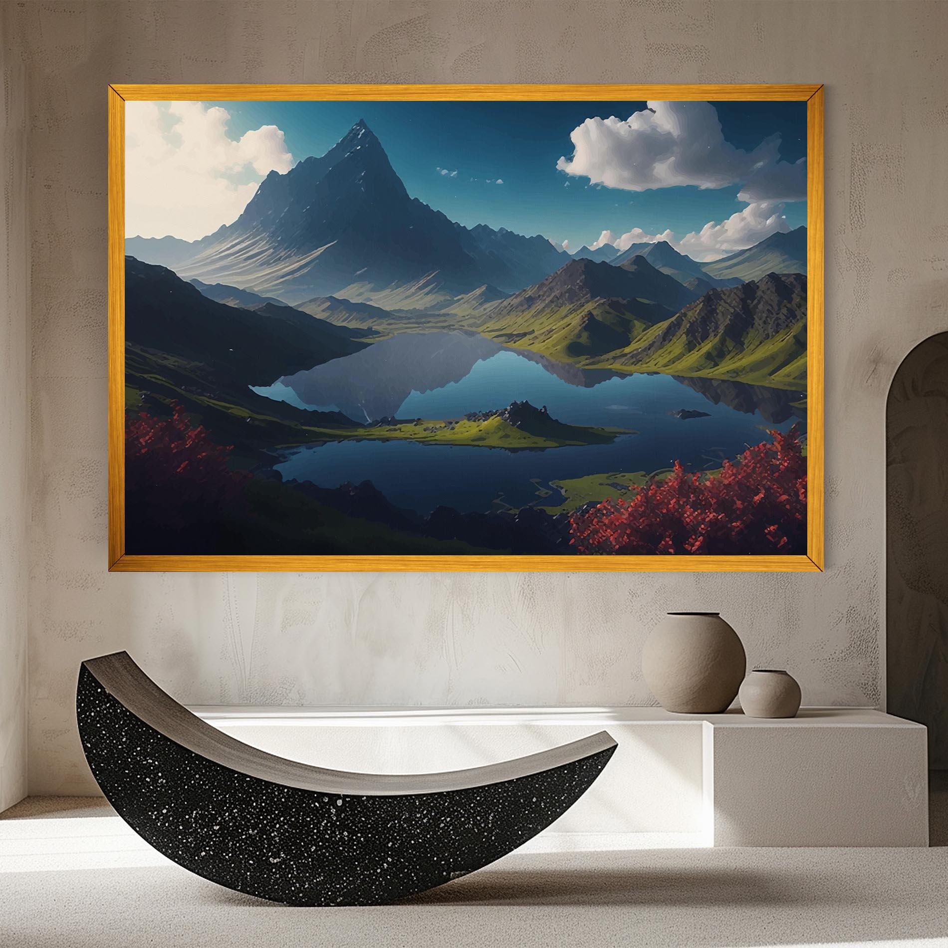 Leinwandbild Red Flower Lake mockup 8