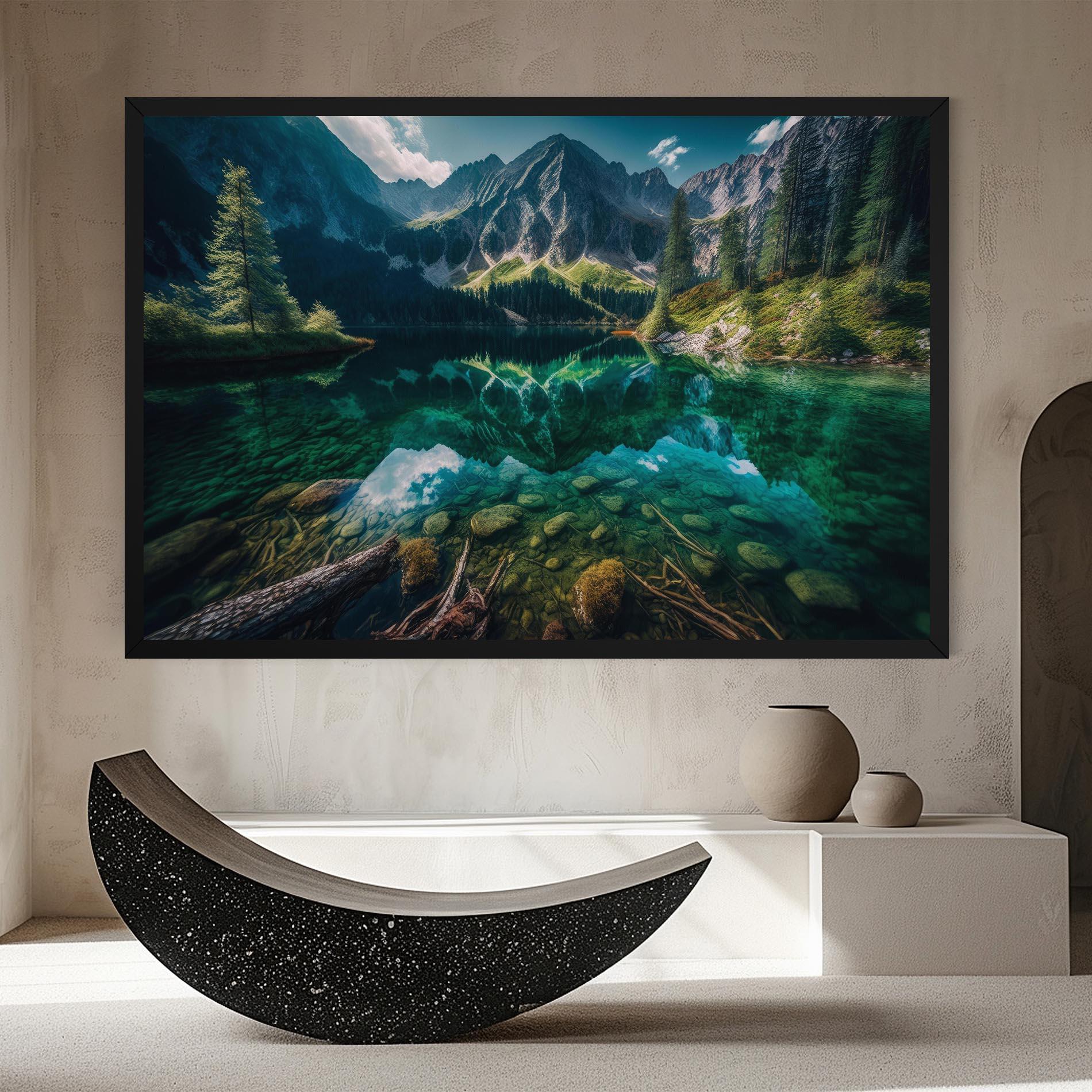 Leinwandbild Beautiful Lake Mountain mockup 8