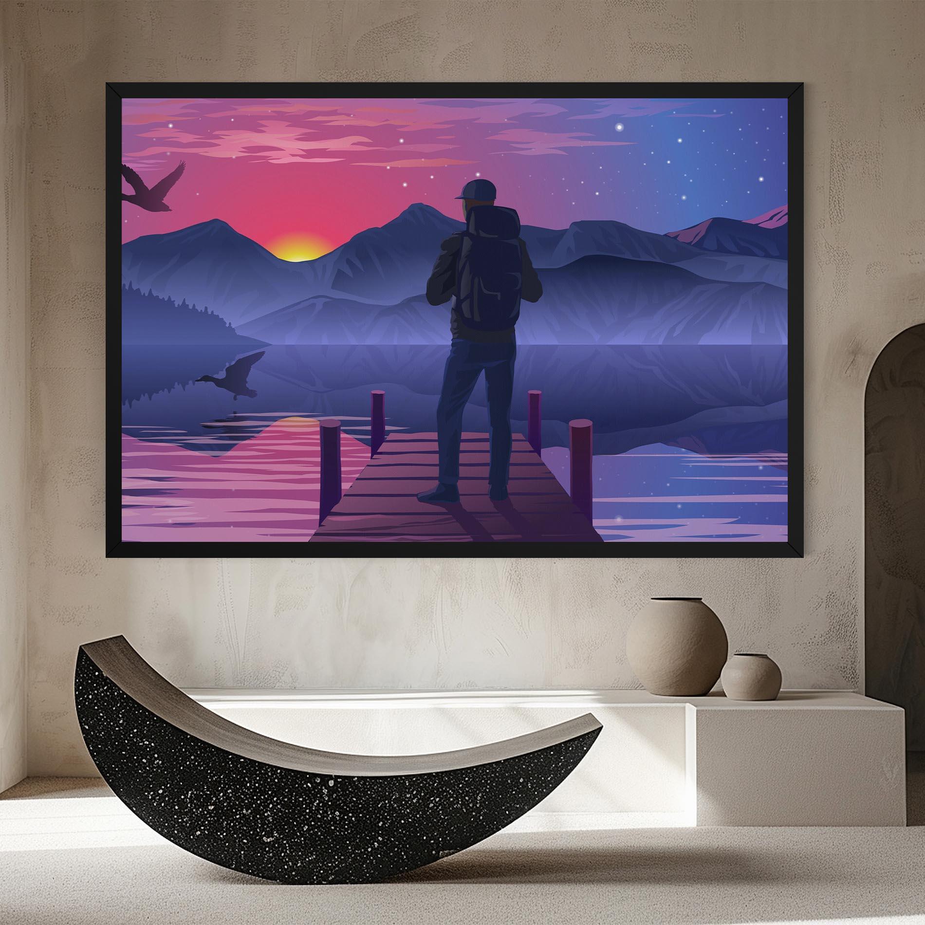 Leinwandbild Lake Pink Night mockup 8