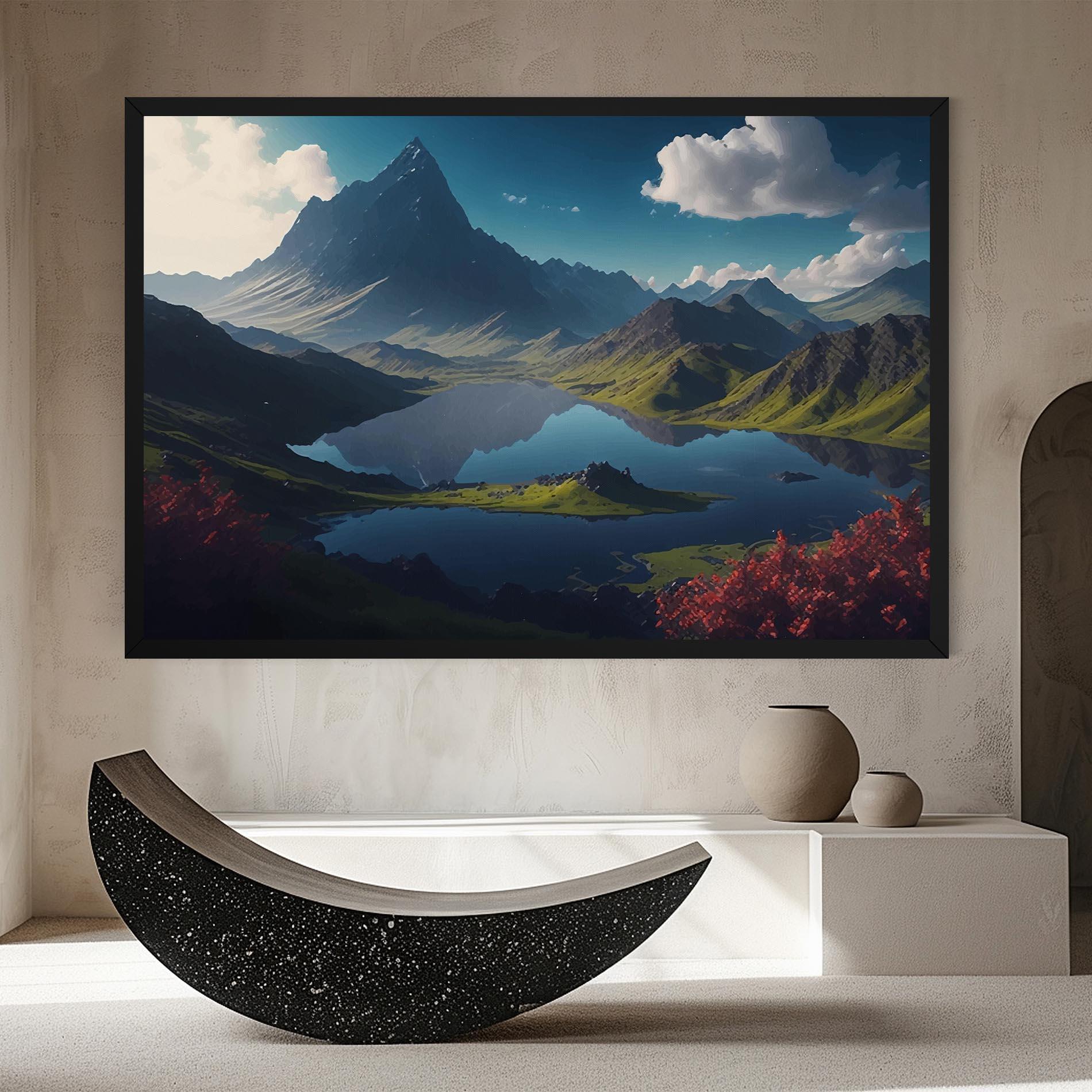 Leinwandbild Red Flower Lake mockup 8