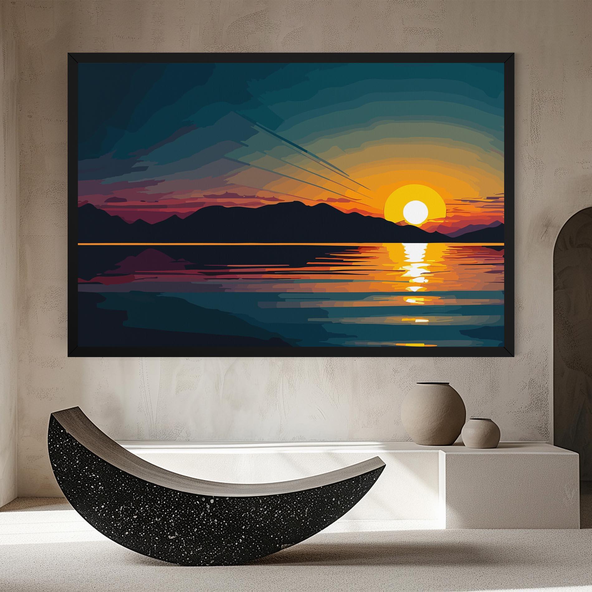 Leinwandbild Sunset Art Lake mockup 8