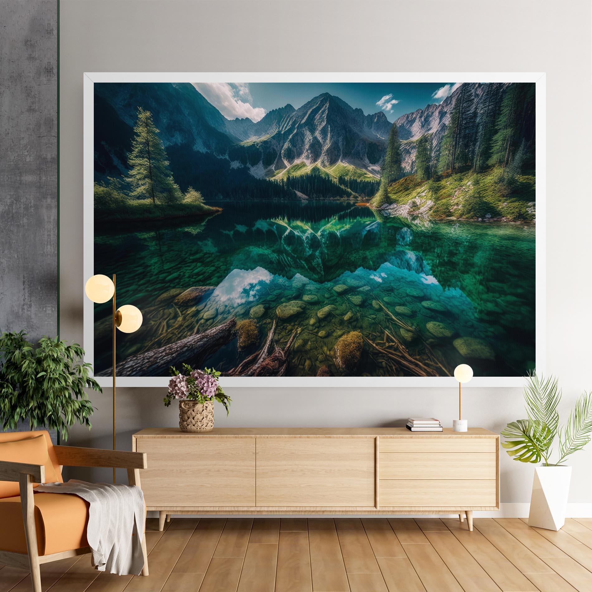Leinwandbild Beautiful Lake Mountain mockup 9