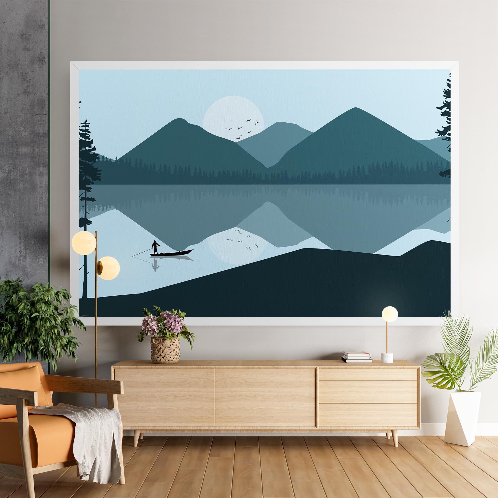 Leinwandbild Blue Light Lake mockup 9