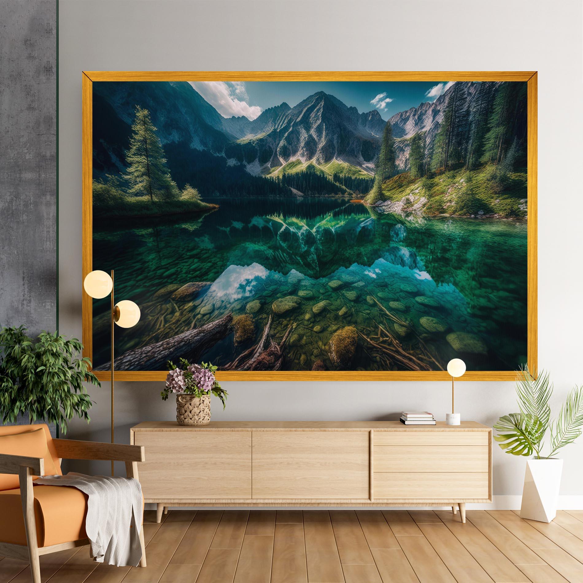 Leinwandbild Beautiful Lake Mountain mockup 9