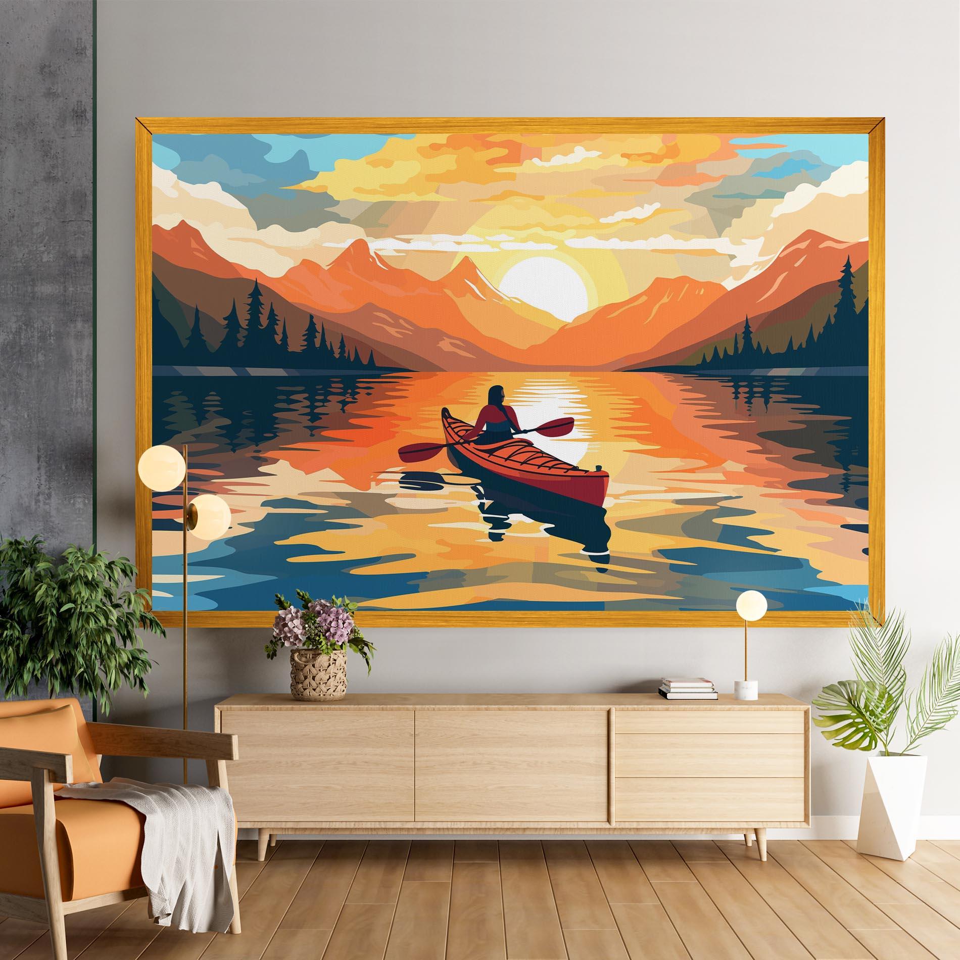 Leinwandbild Boat Sunset Woman mockup 9
