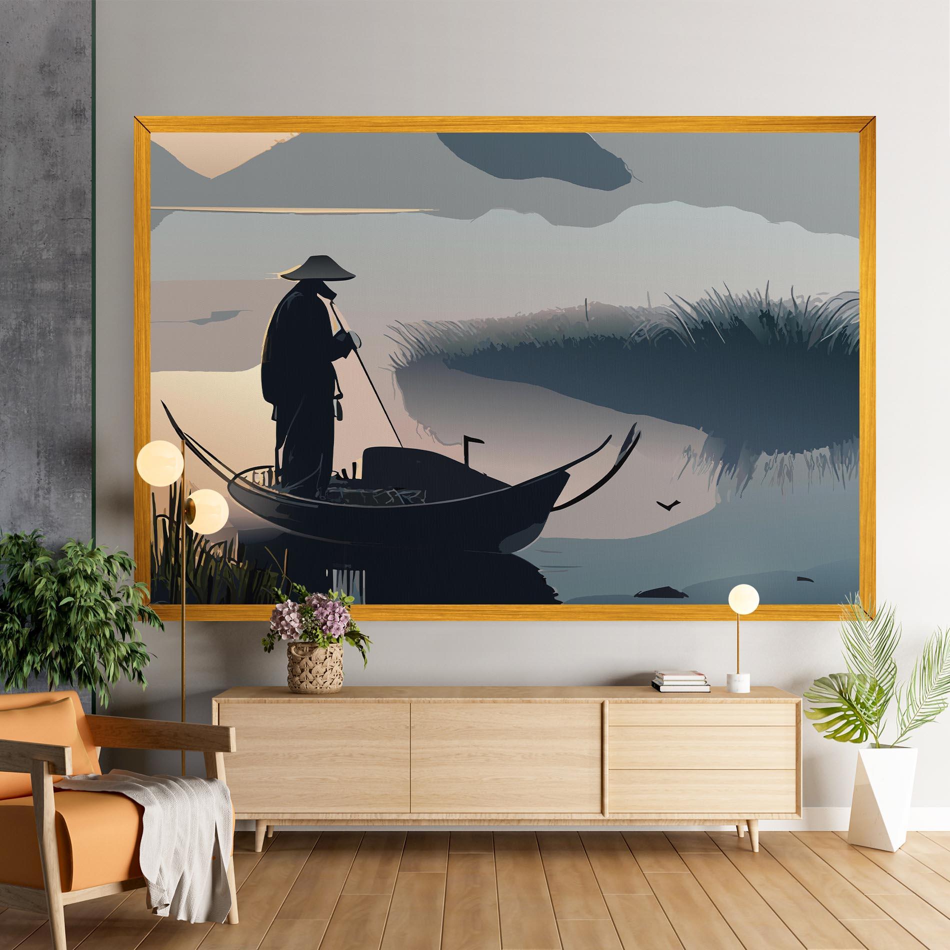 Leinwandbild Japan Lake Man mockup 9