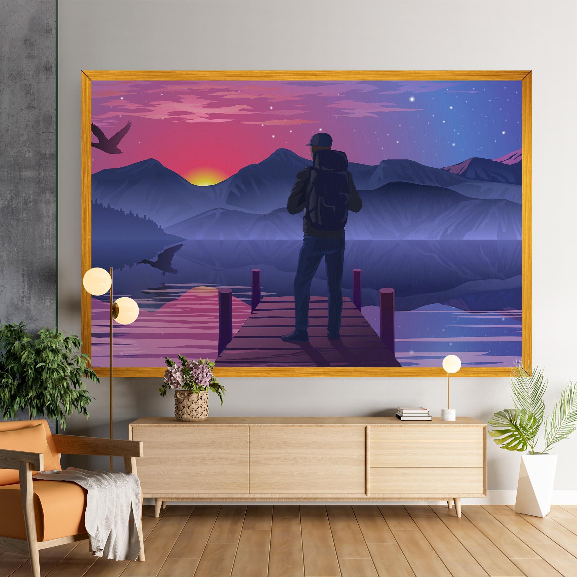 Leinwandbild Lake Pink Night mockup 9
