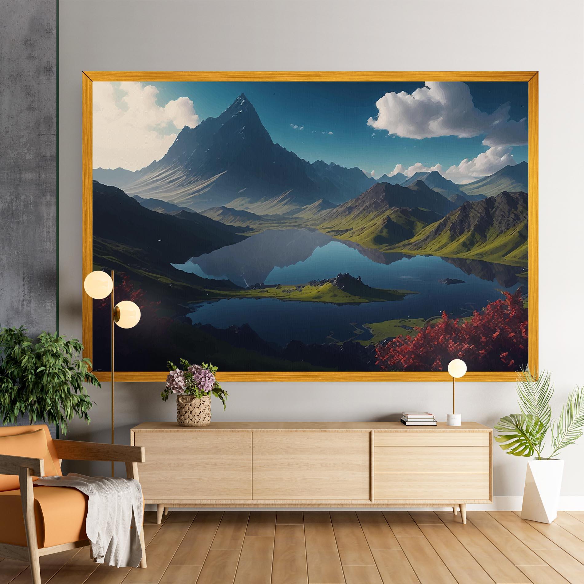 Leinwandbild Red Flower Lake mockup 9