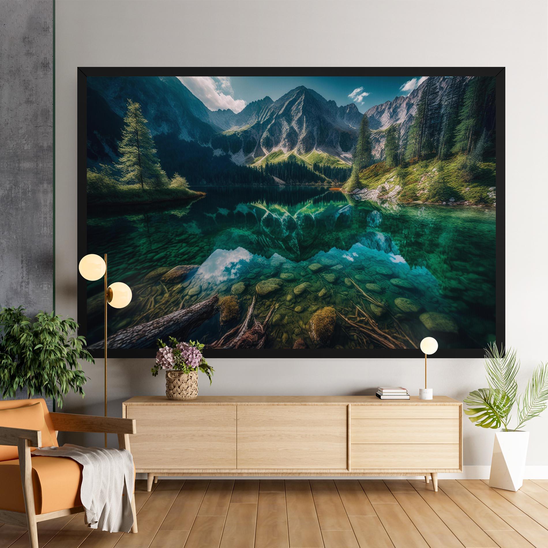 Leinwandbild Beautiful Lake Mountain mockup 9
