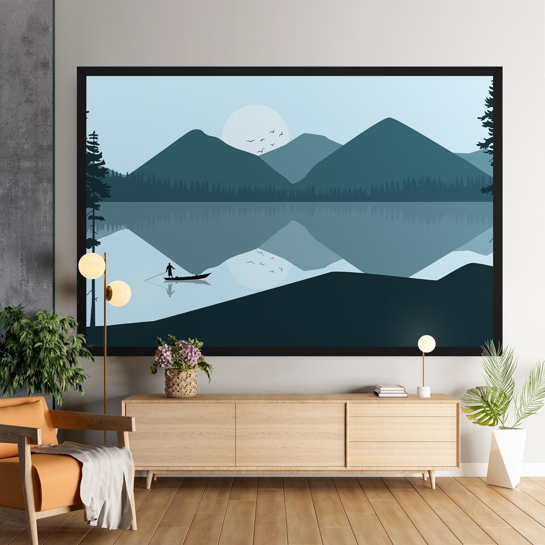 Leinwandbild Blue Light Lake mockup 9