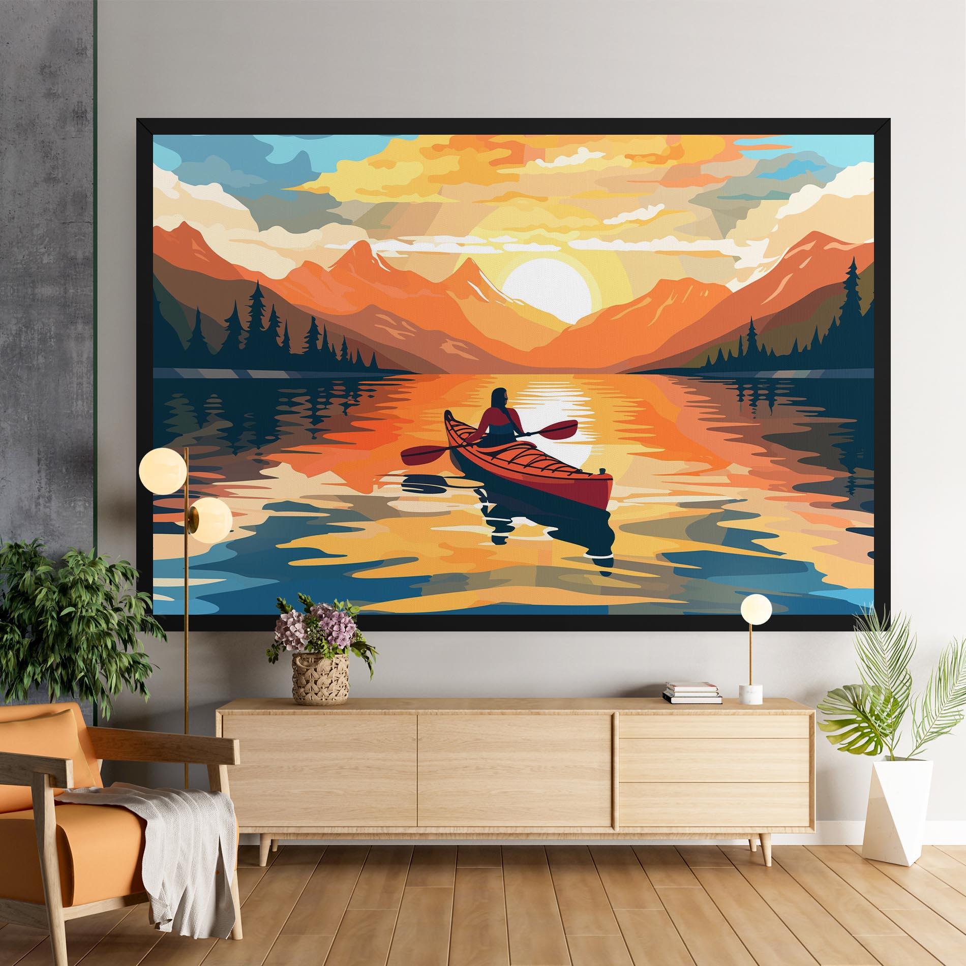 Leinwandbild Boat Sunset Woman mockup 9