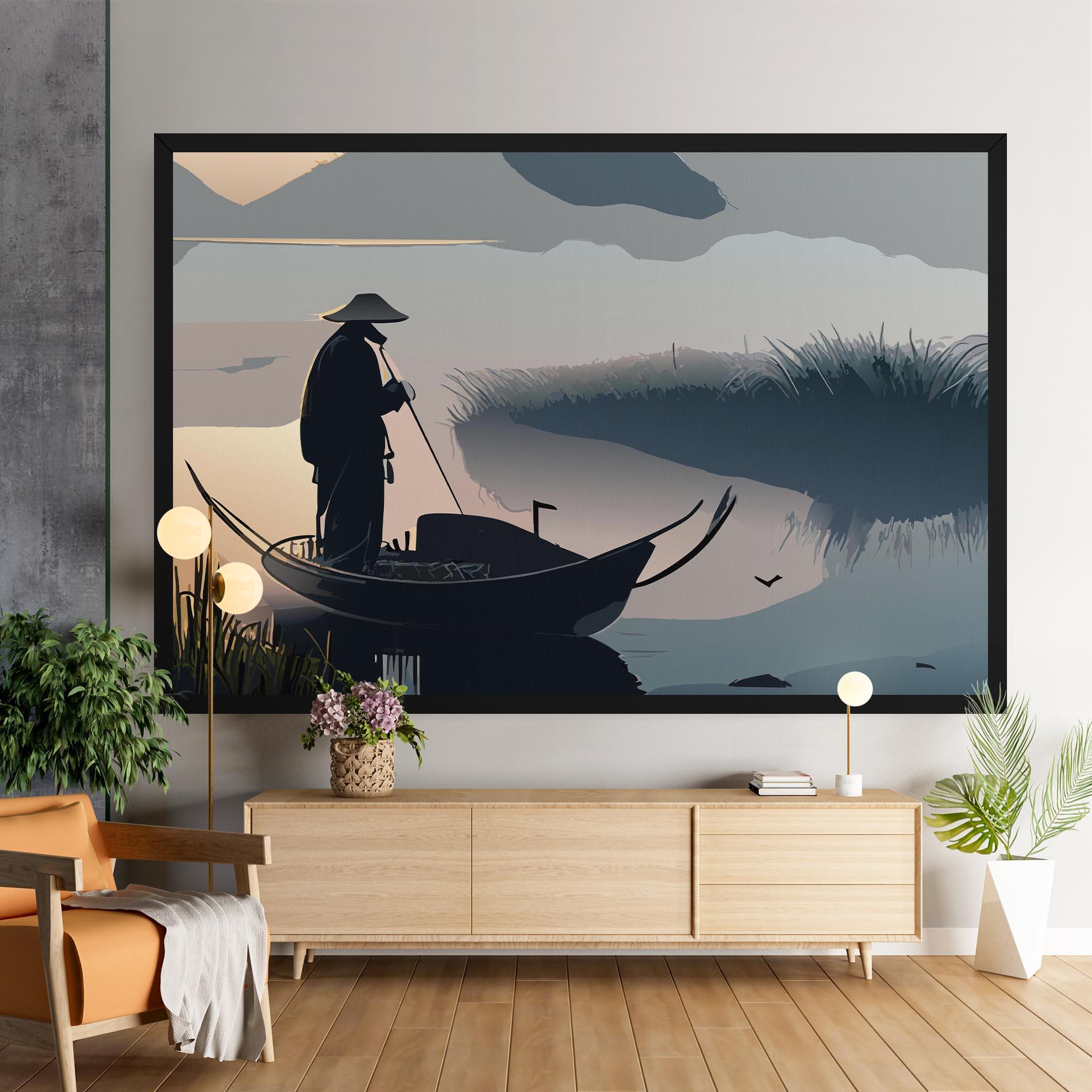 Leinwandbild Japan Lake Man mockup 9