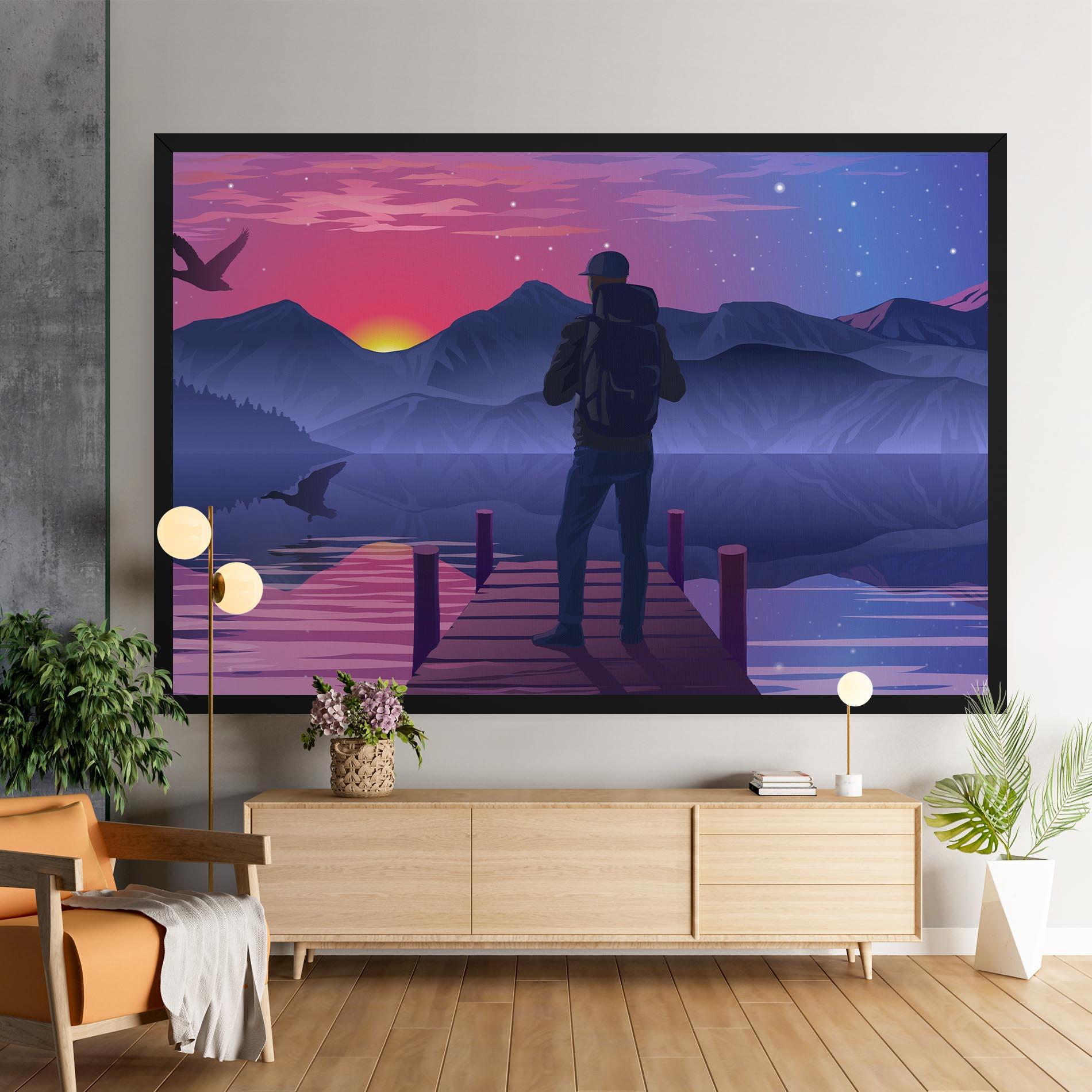 Leinwandbild Lake Pink Night mockup 9