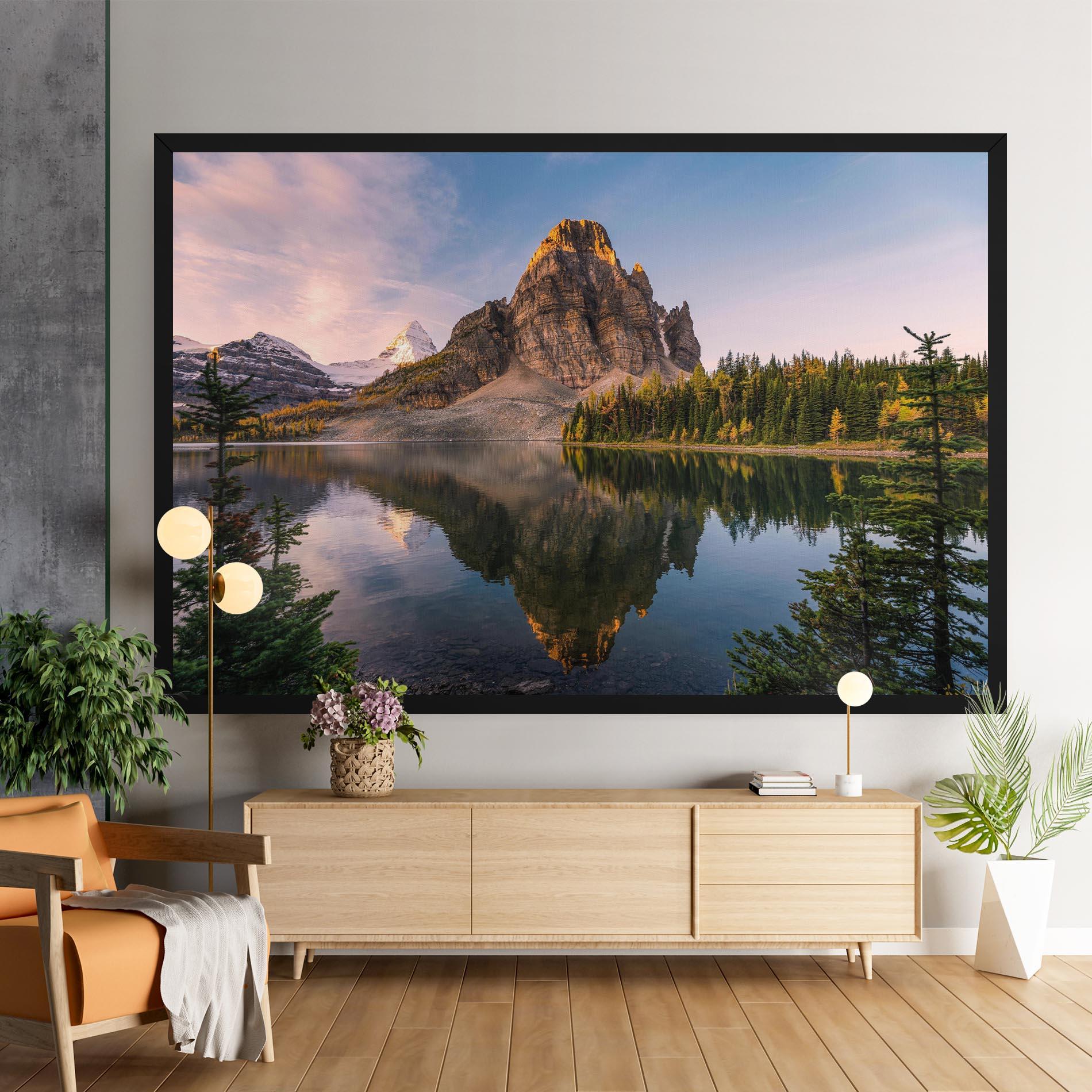 Leinwandbild Mountain Sunrise Lake mockup 9