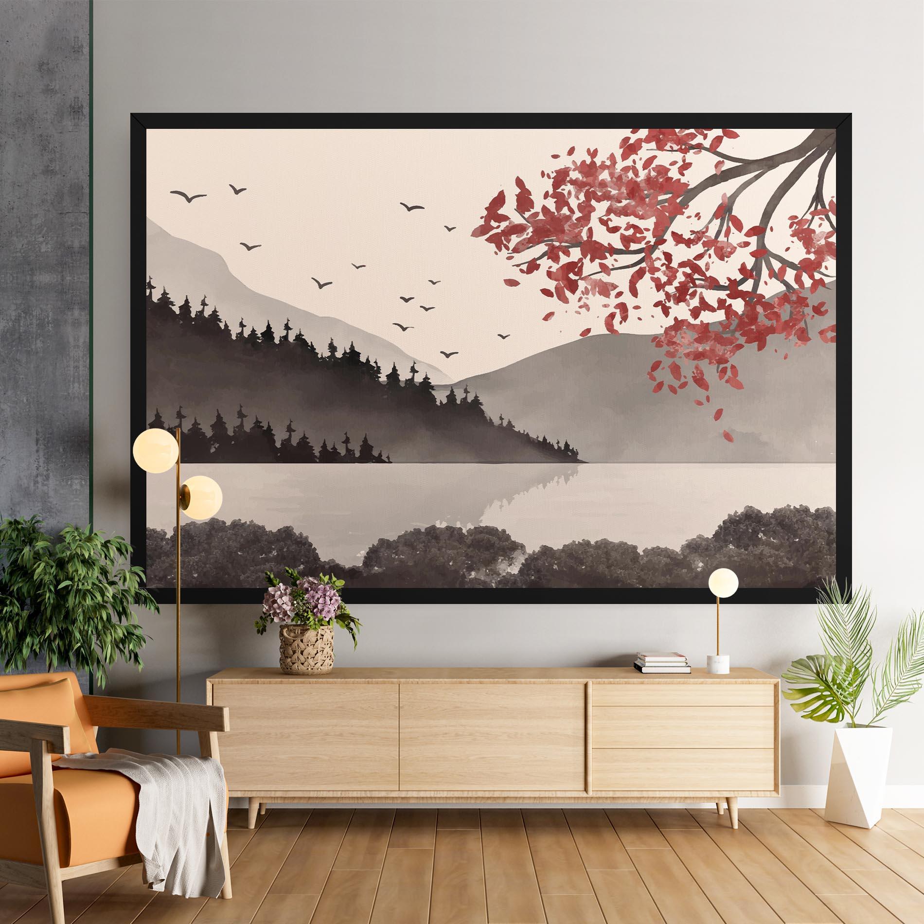 Leinwandbild Red Tree Lake mockup 9