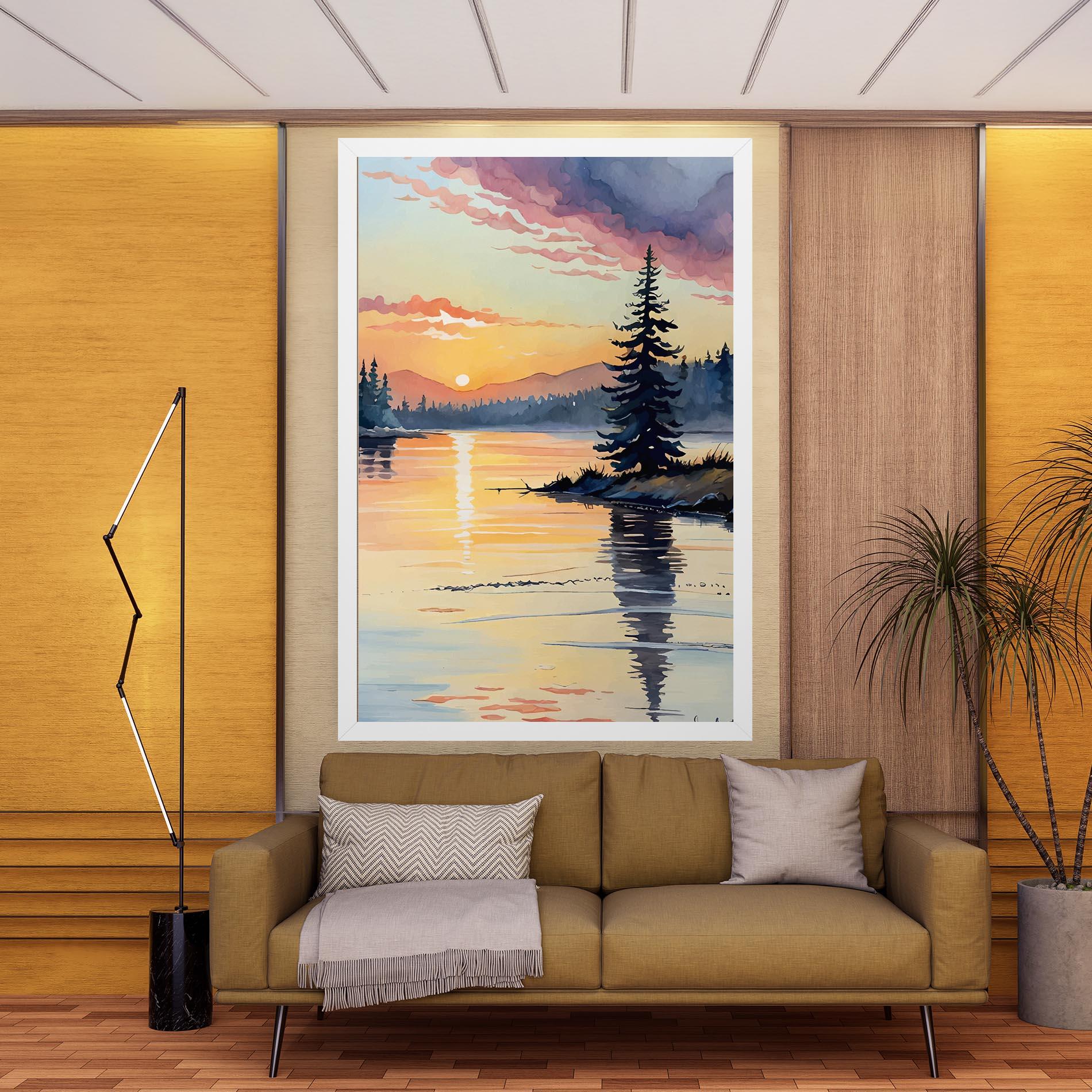 Leinwandbild Tree Shadow Lake mockup 9