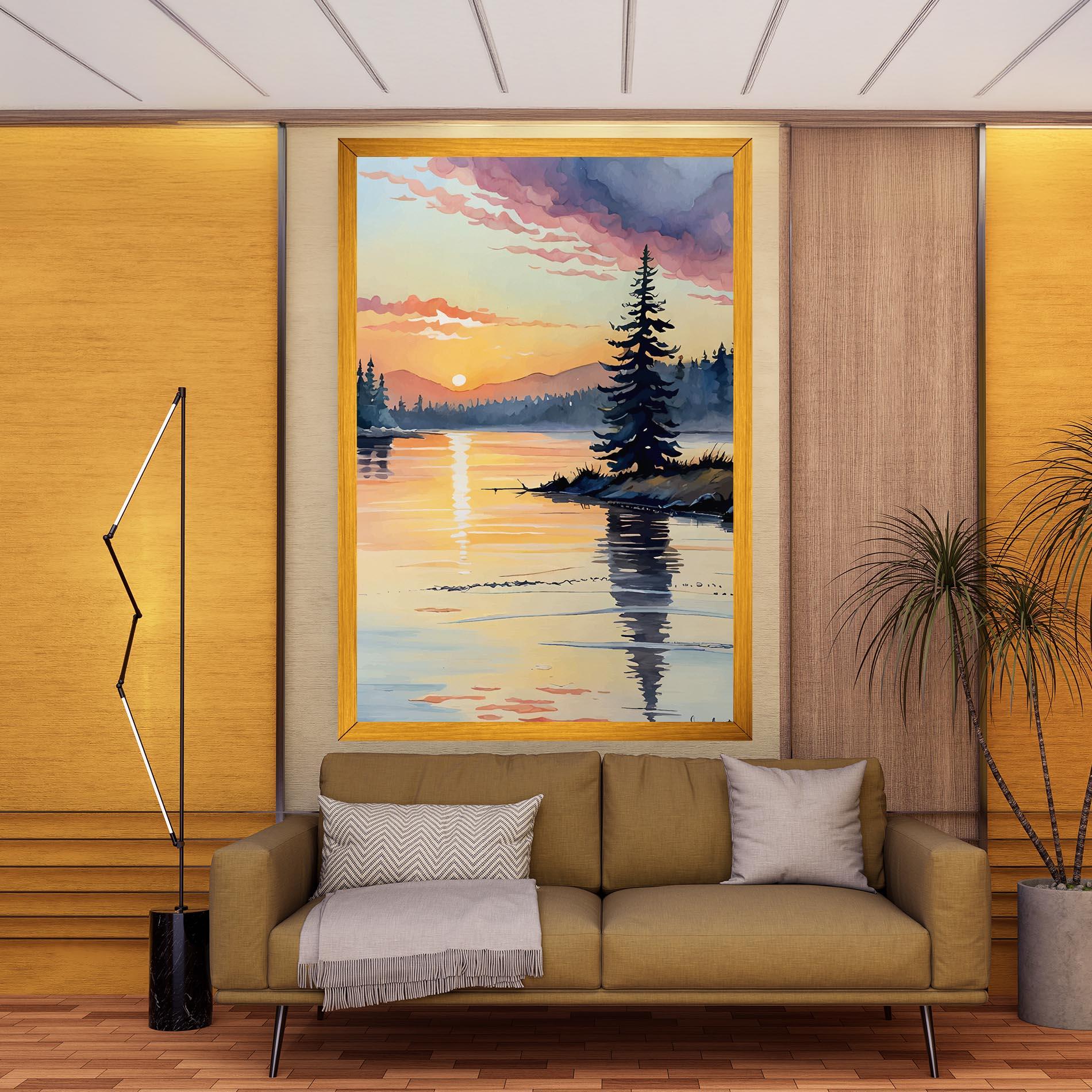 Leinwandbild Tree Shadow Lake mockup 9