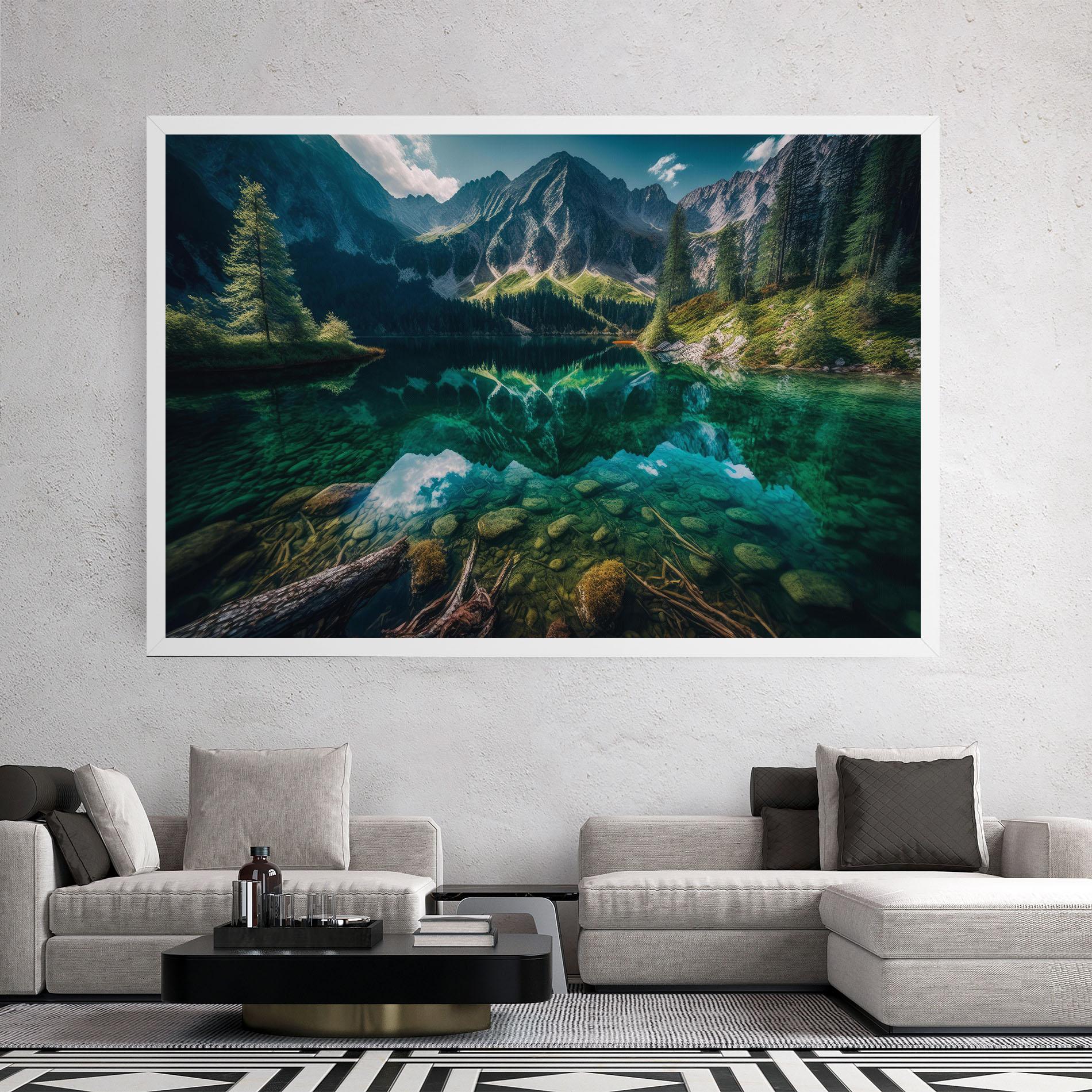 Leinwandbild Beautiful Lake Mountain mockup 2