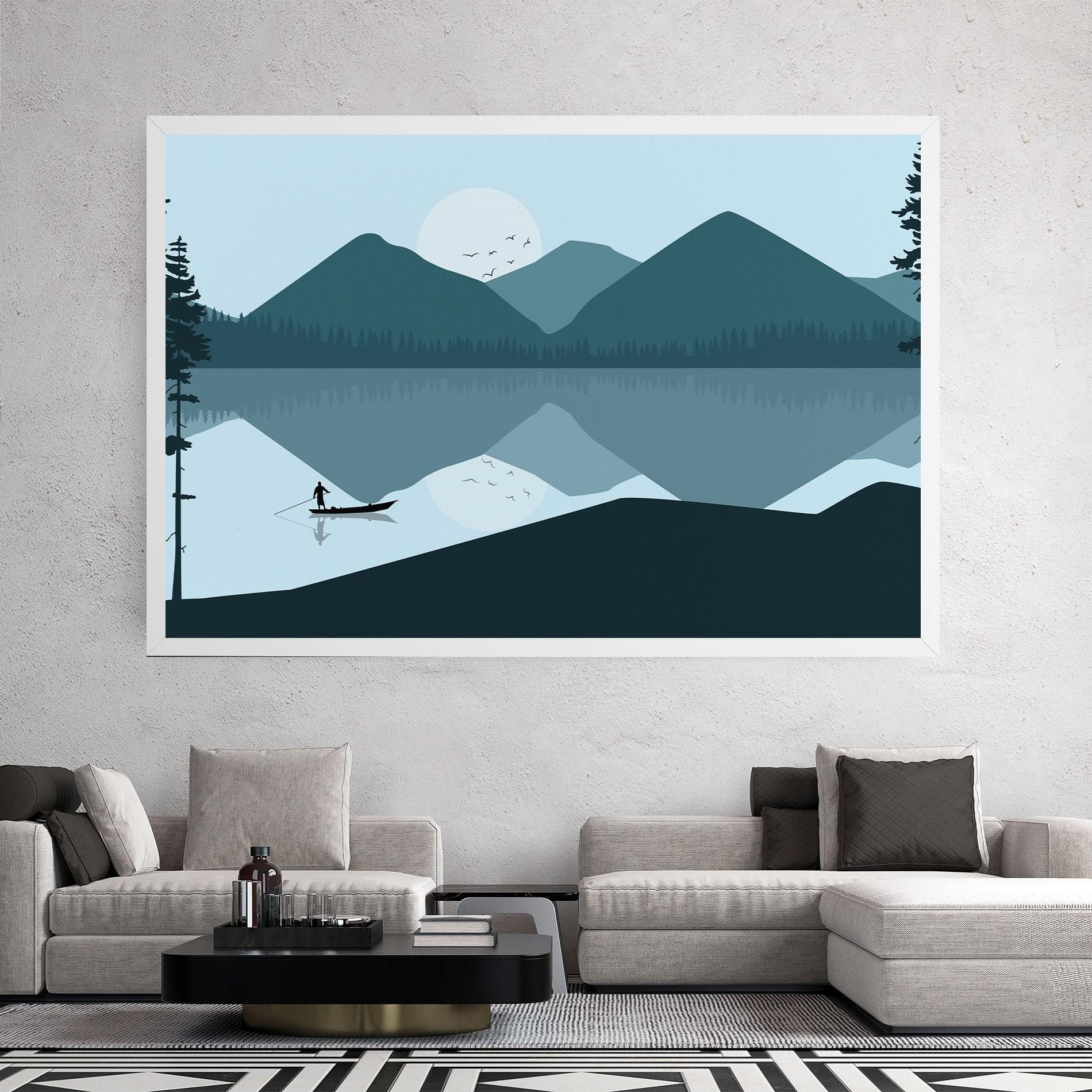 Leinwandbild Blue Light Lake mockup 2