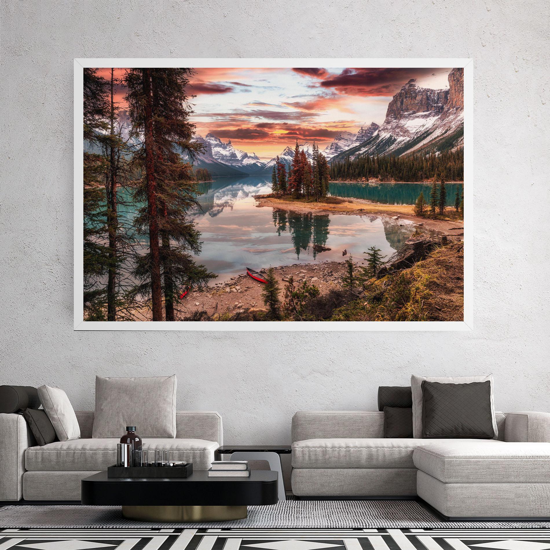 Leinwandbild Sunset Lake View mockup 2