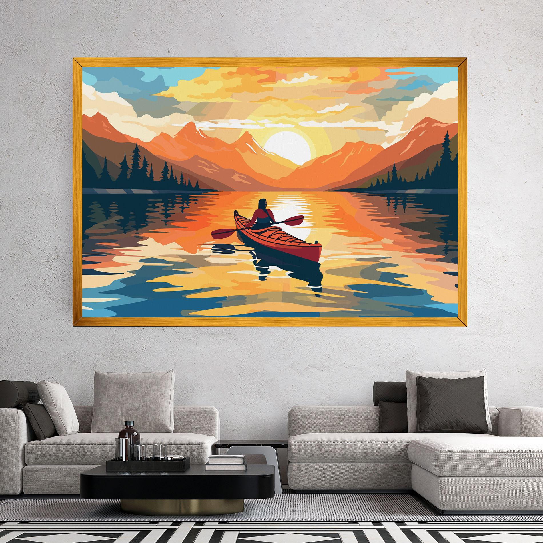 Leinwandbild Boat Sunset Woman mockup 2