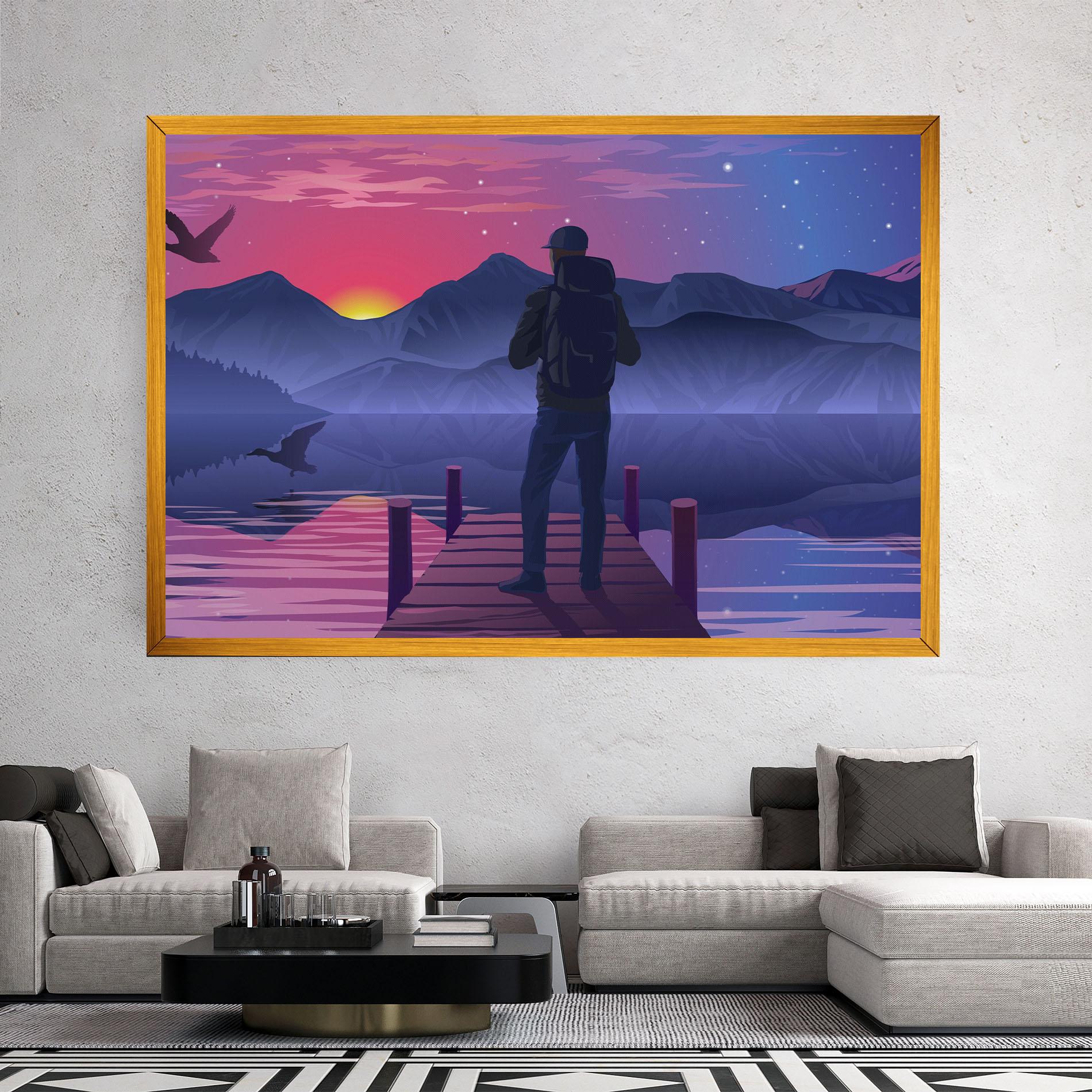 Leinwandbild Lake Pink Night mockup 2