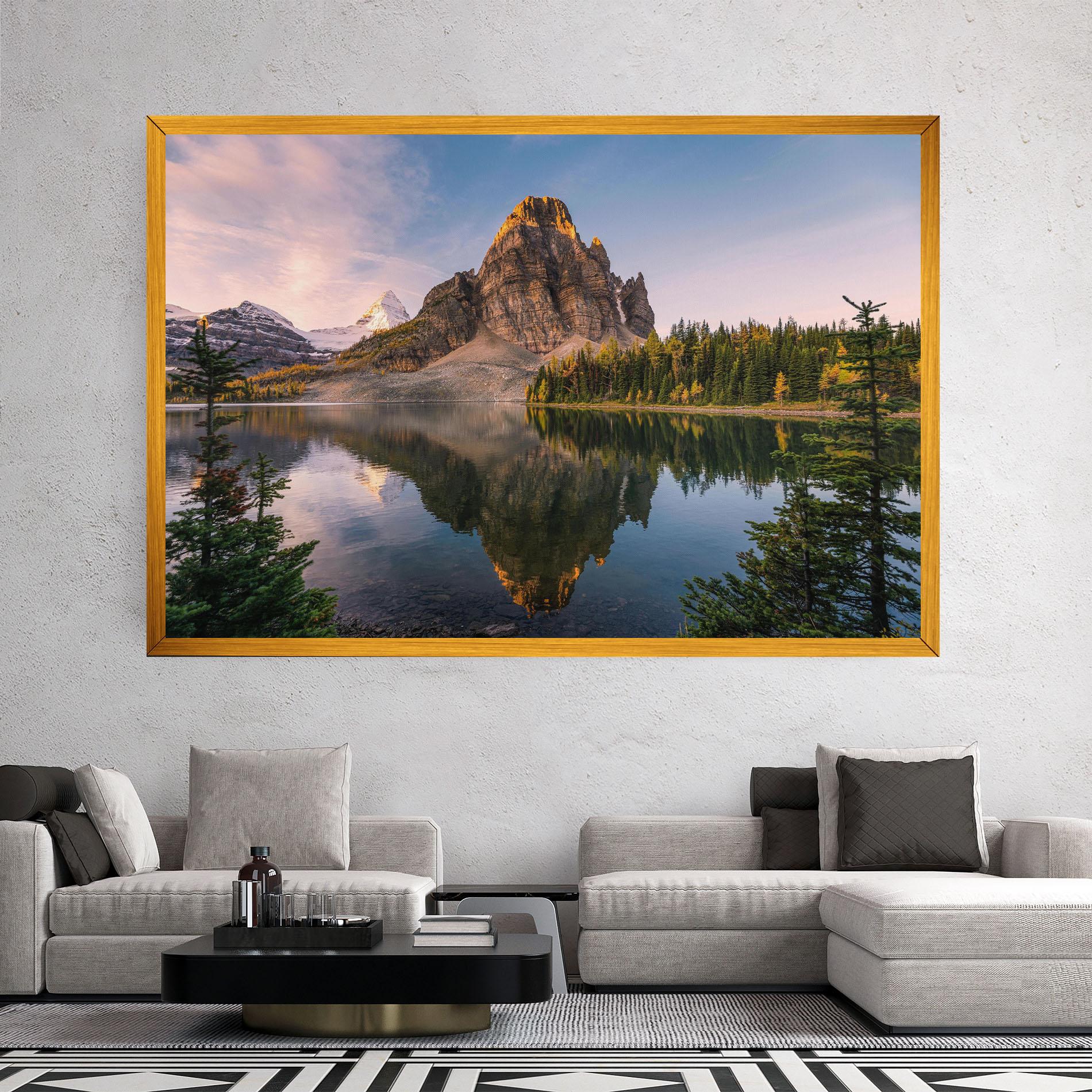 Leinwandbild Mountain Sunrise Lake mockup 2