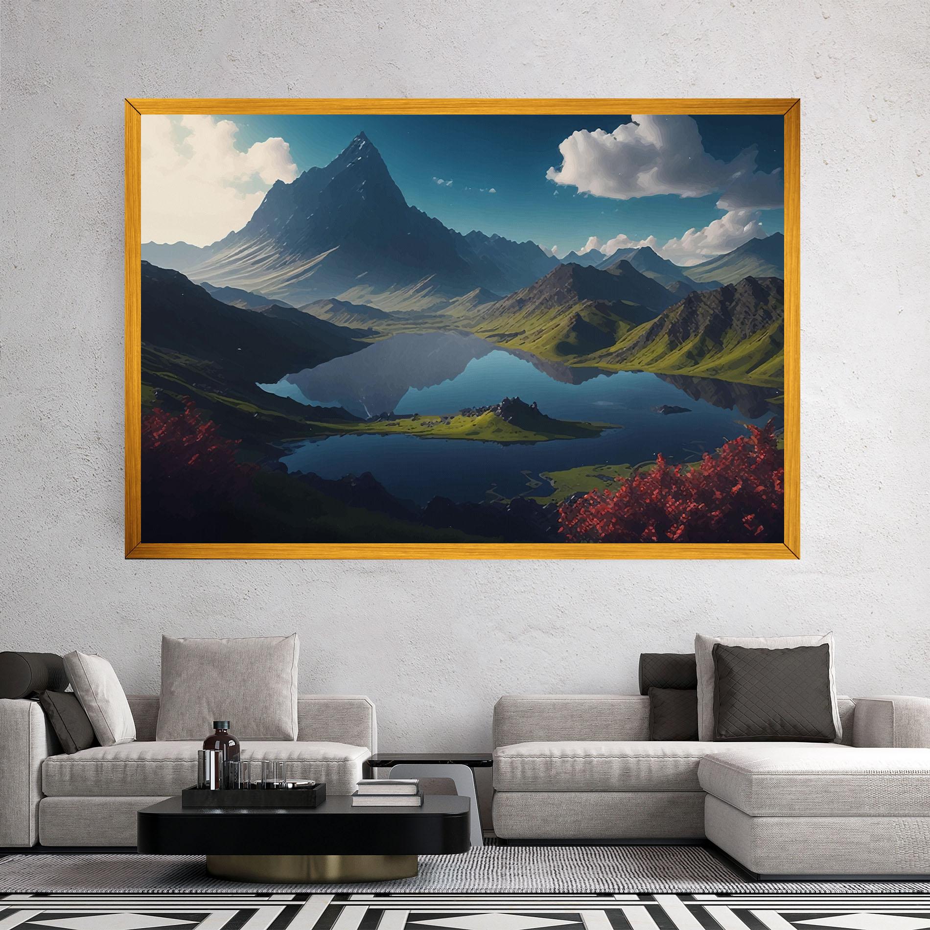 Leinwandbild Red Flower Lake mockup 2