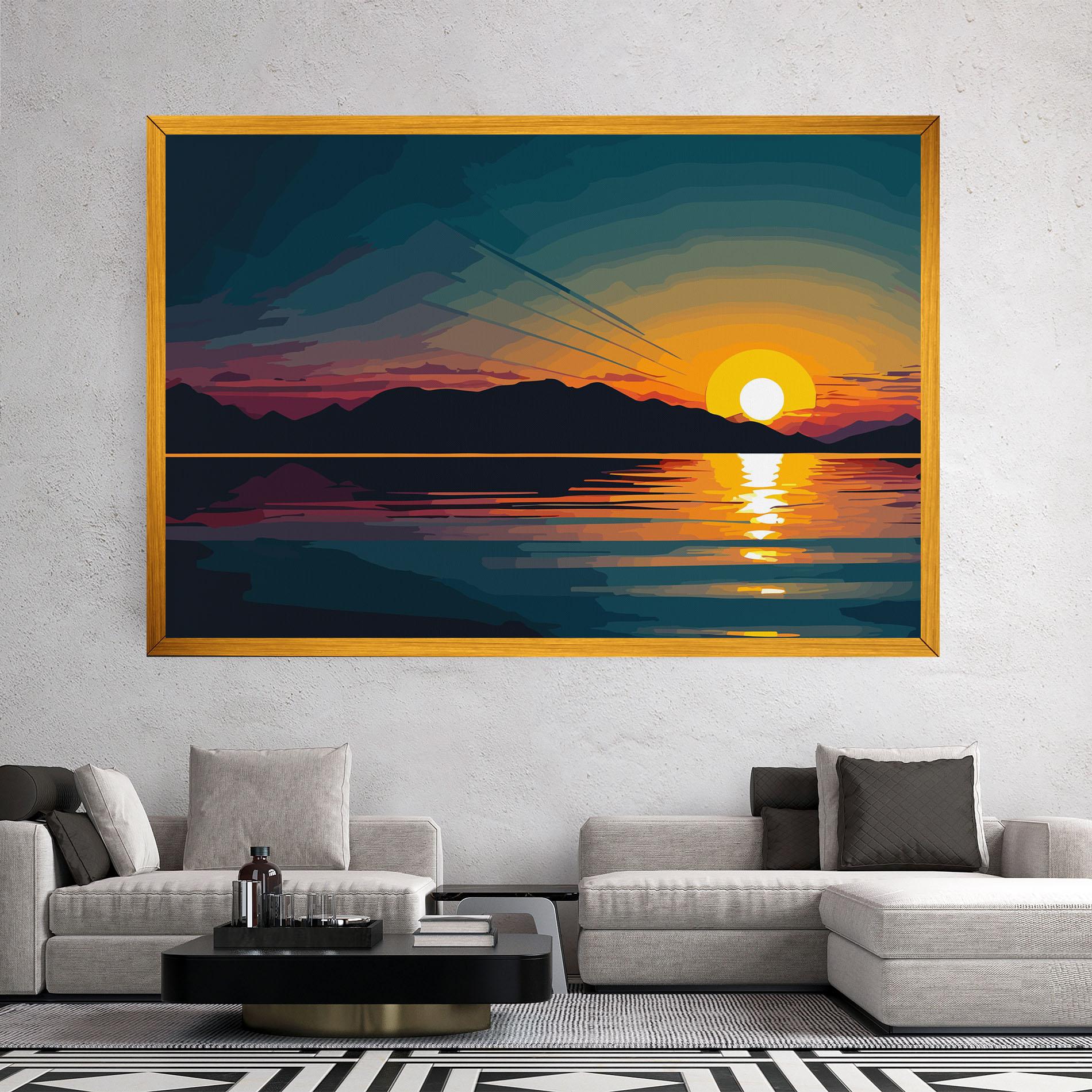Leinwandbild Sunset Art Lake mockup 2