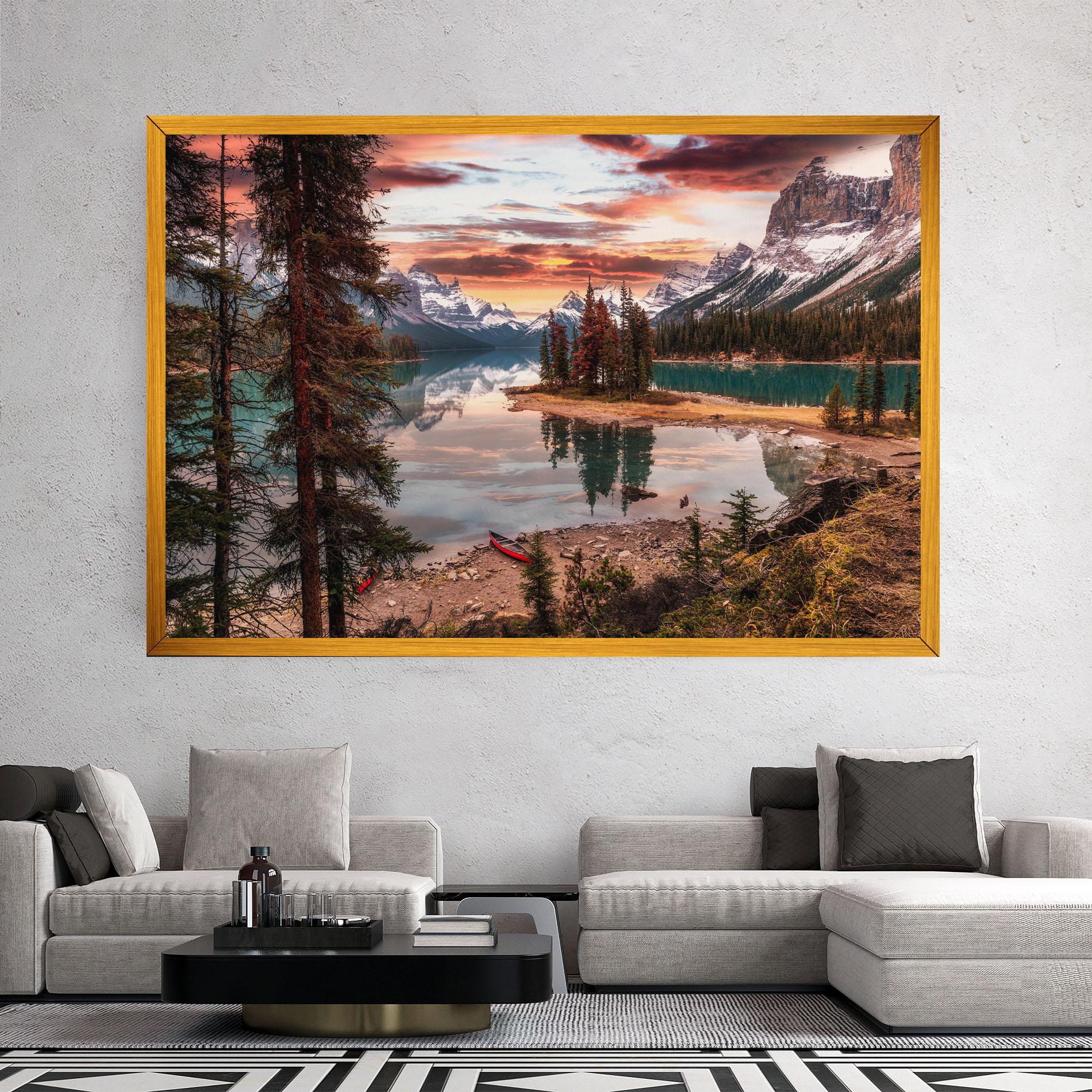 Leinwandbild Sunset Lake View mockup 2