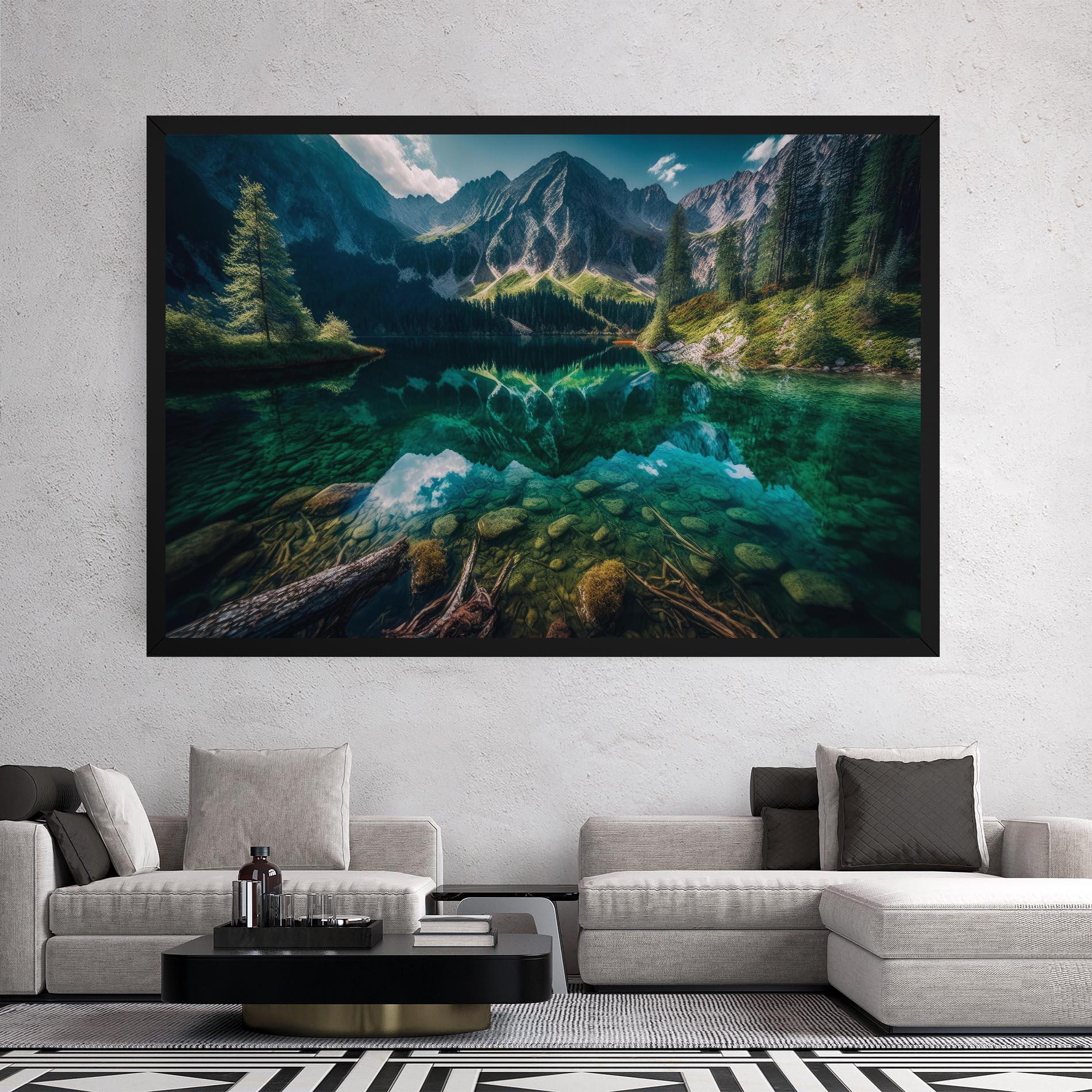 Leinwandbild Beautiful Lake Mountain mockup 2