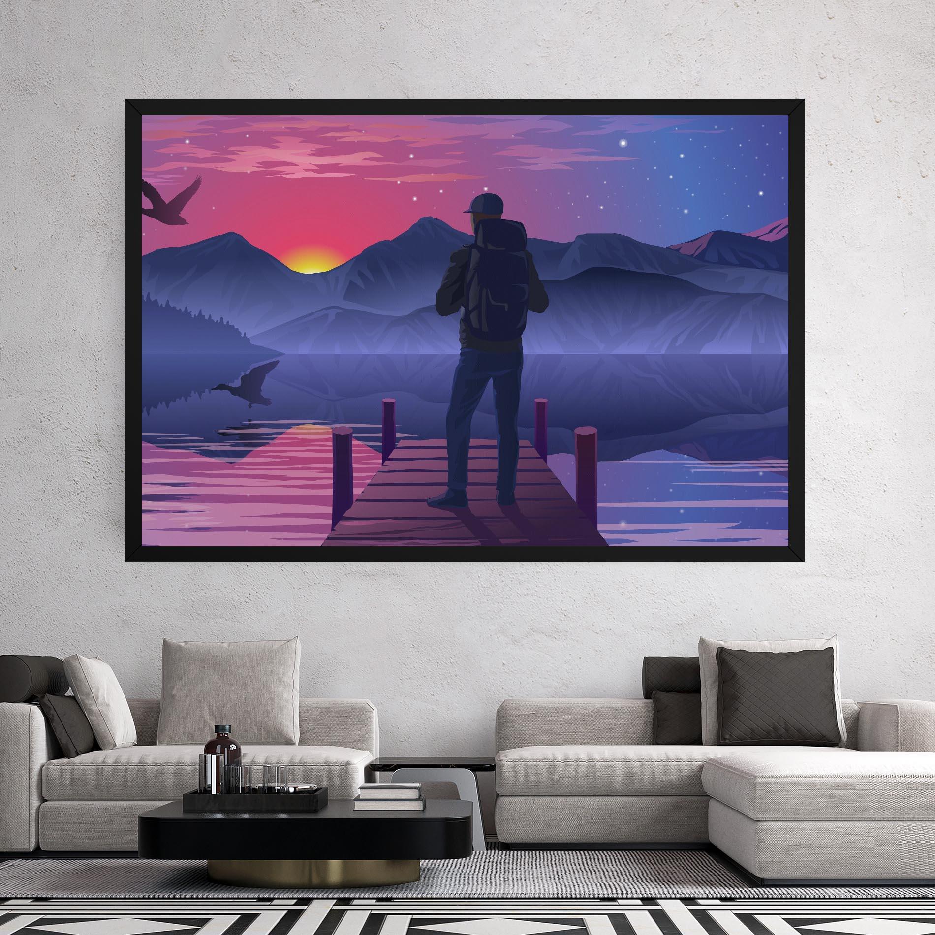 Leinwandbild Lake Pink Night mockup 2
